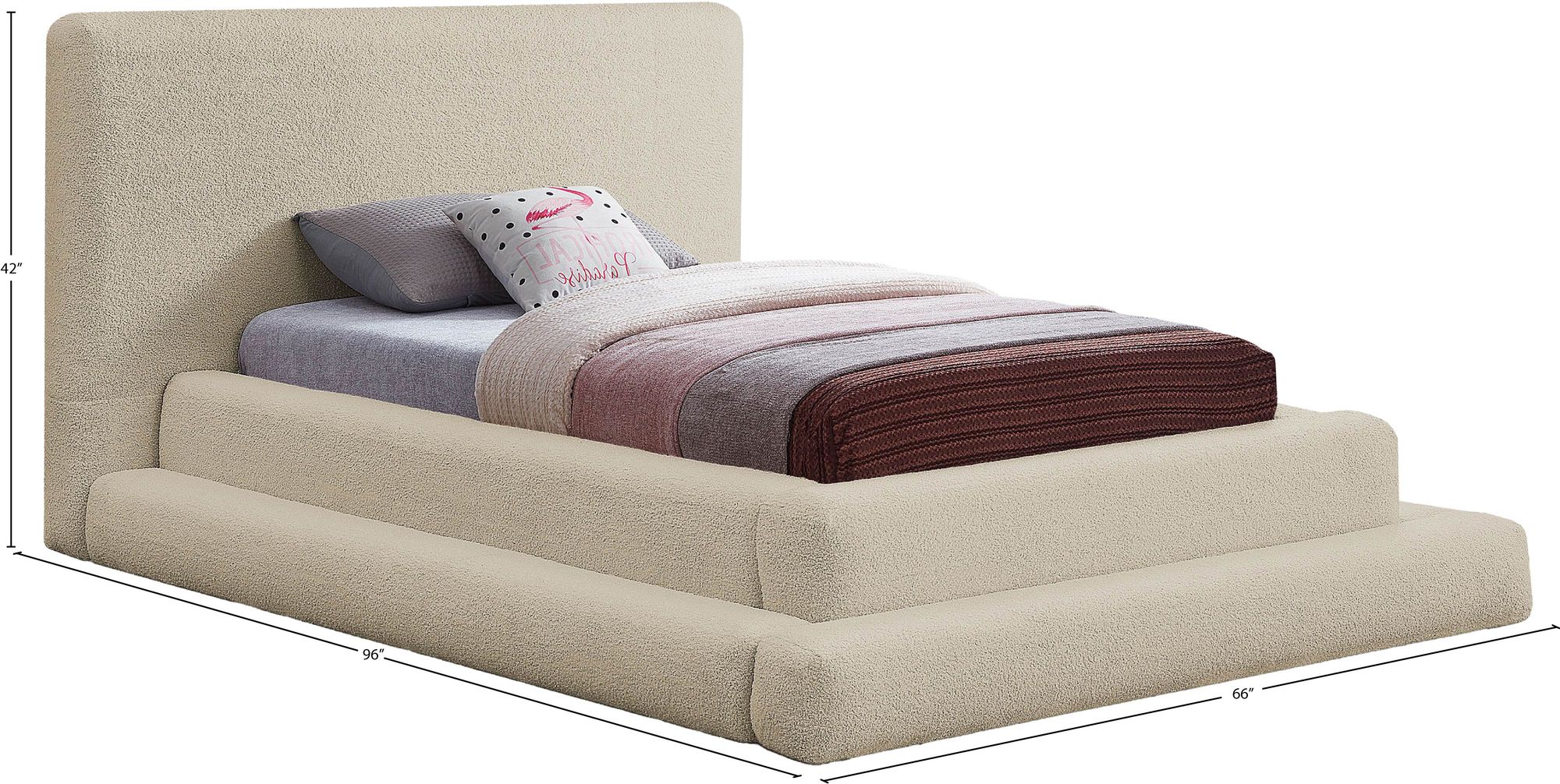 Dane Teddy Fabric Twin Size Bed