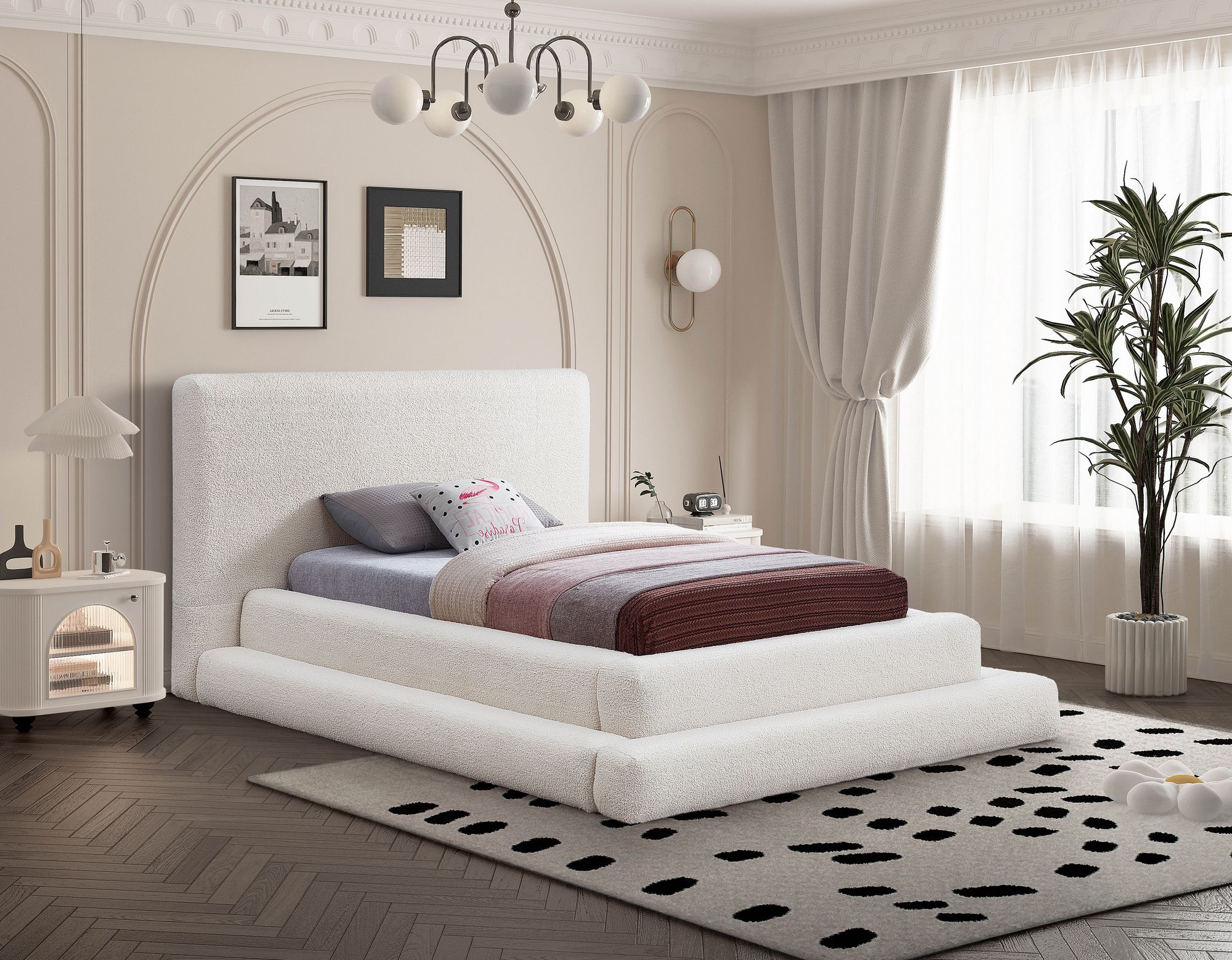 Dane Teddy Fabric Twin Size Bed
