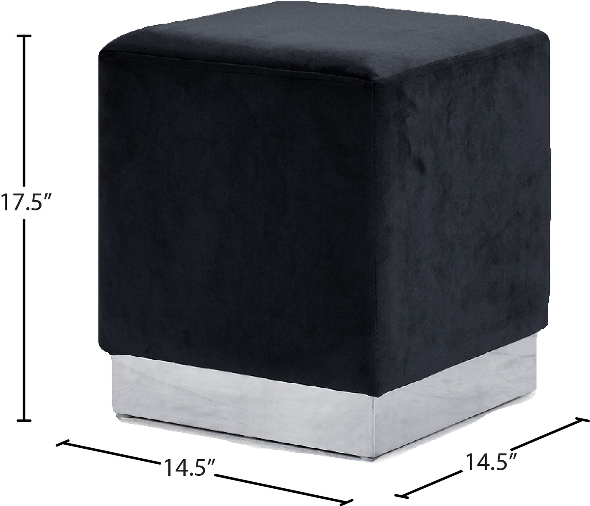 Jax Velvet Ottoman/Stool with Chrome Stainless Steel Base
