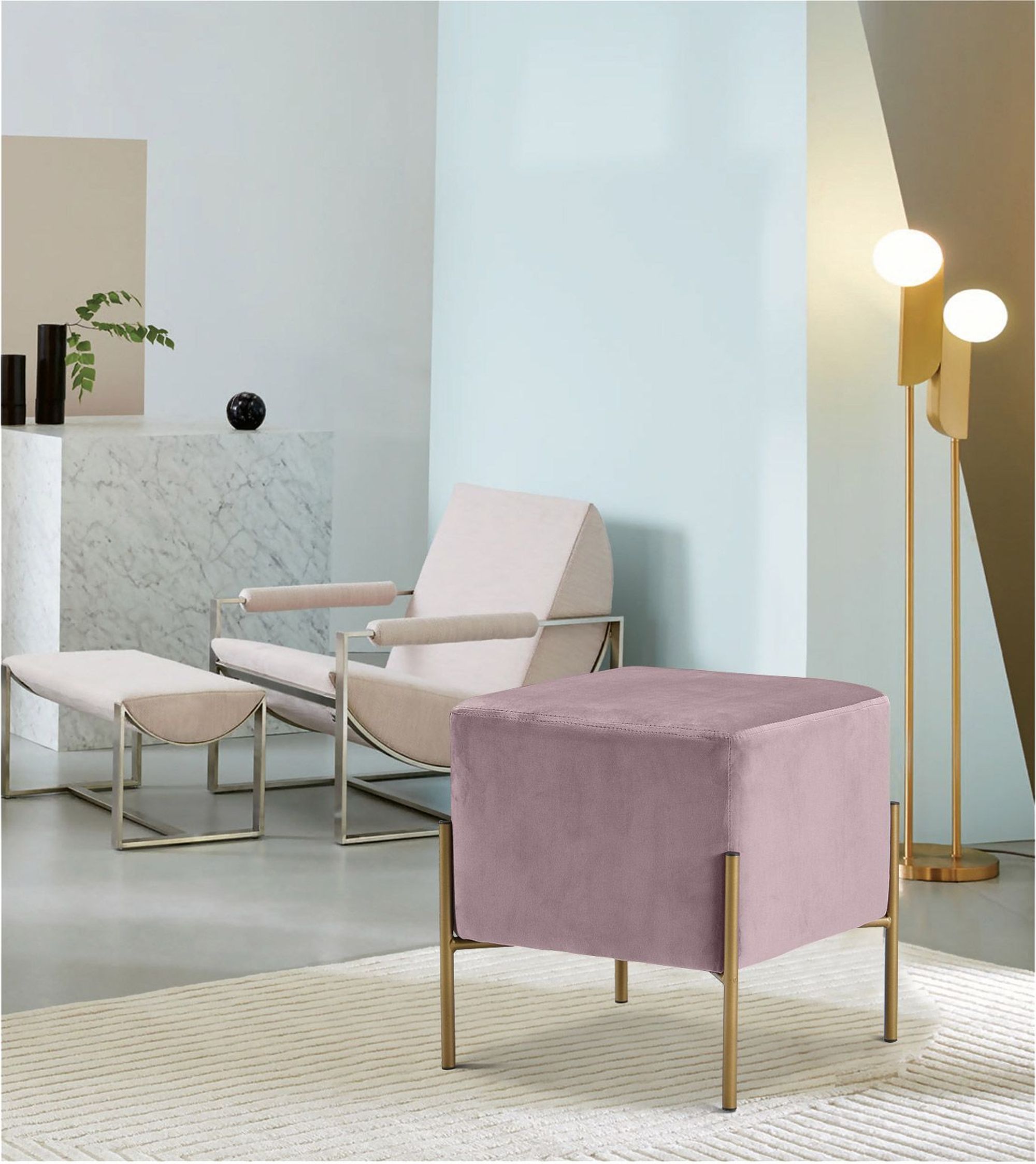 Isla Velvet Ottoman/Stool