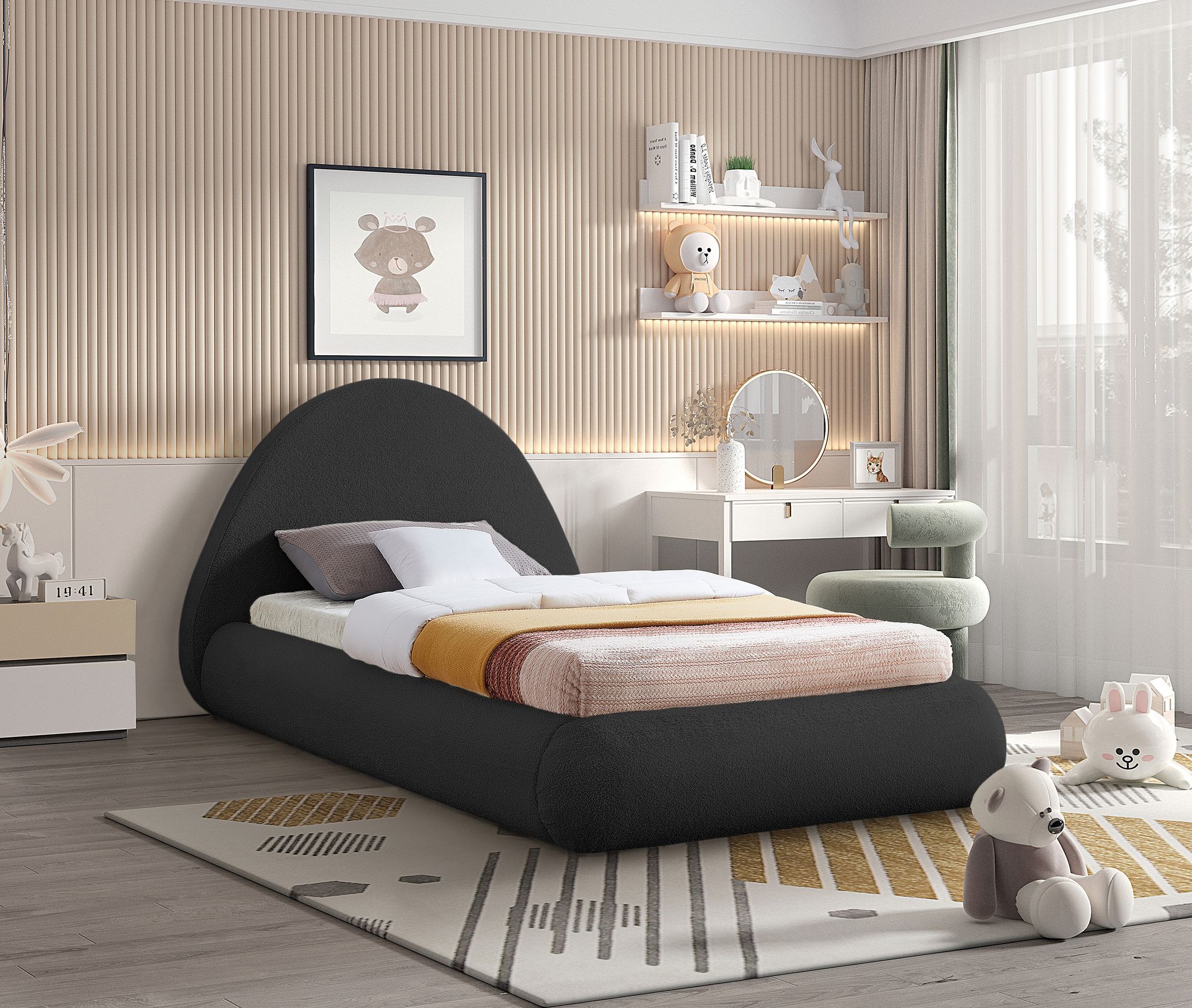 Rudy Teddy Fabric Twin Size Bed