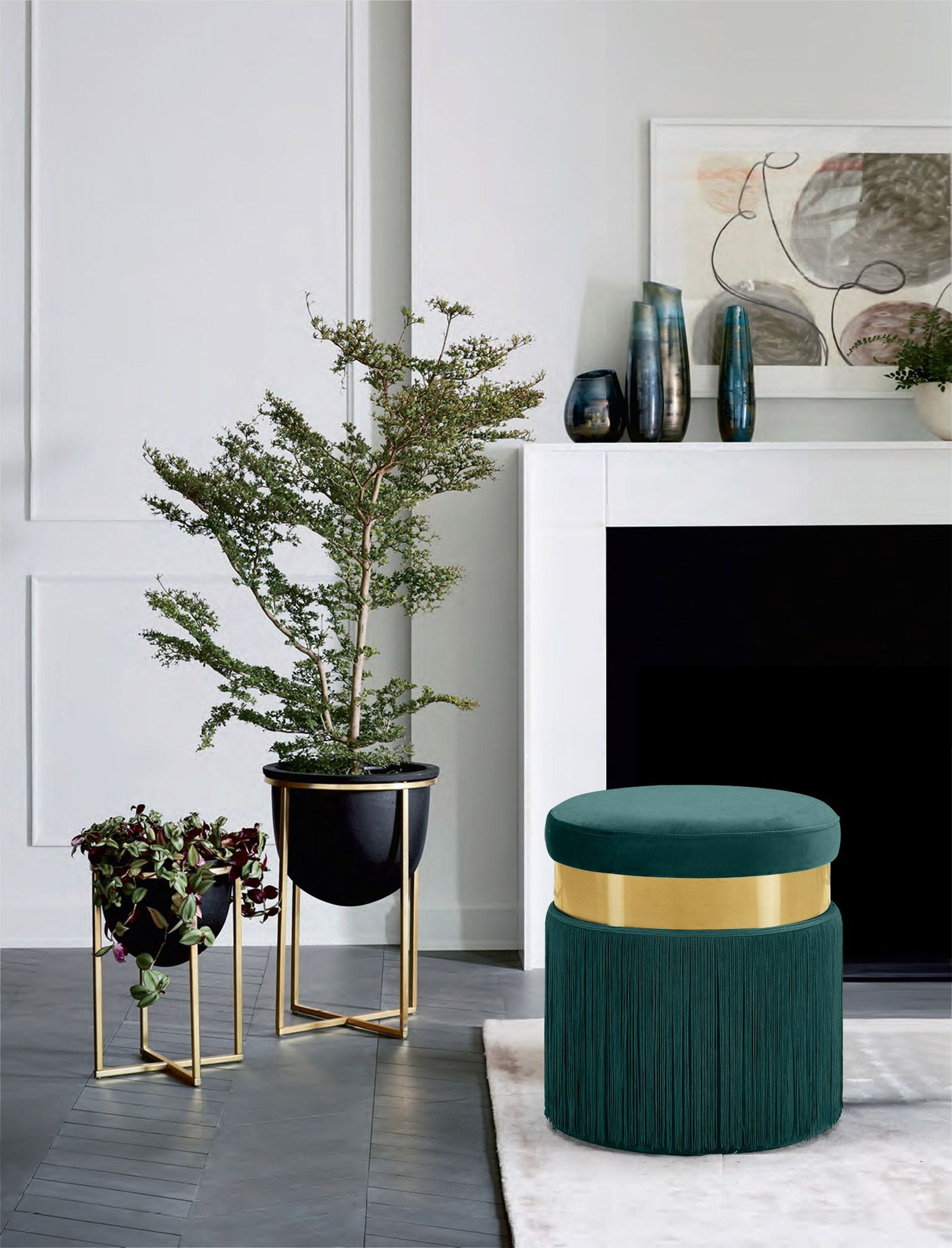 Yasmine Velvet Ottoman/Stool