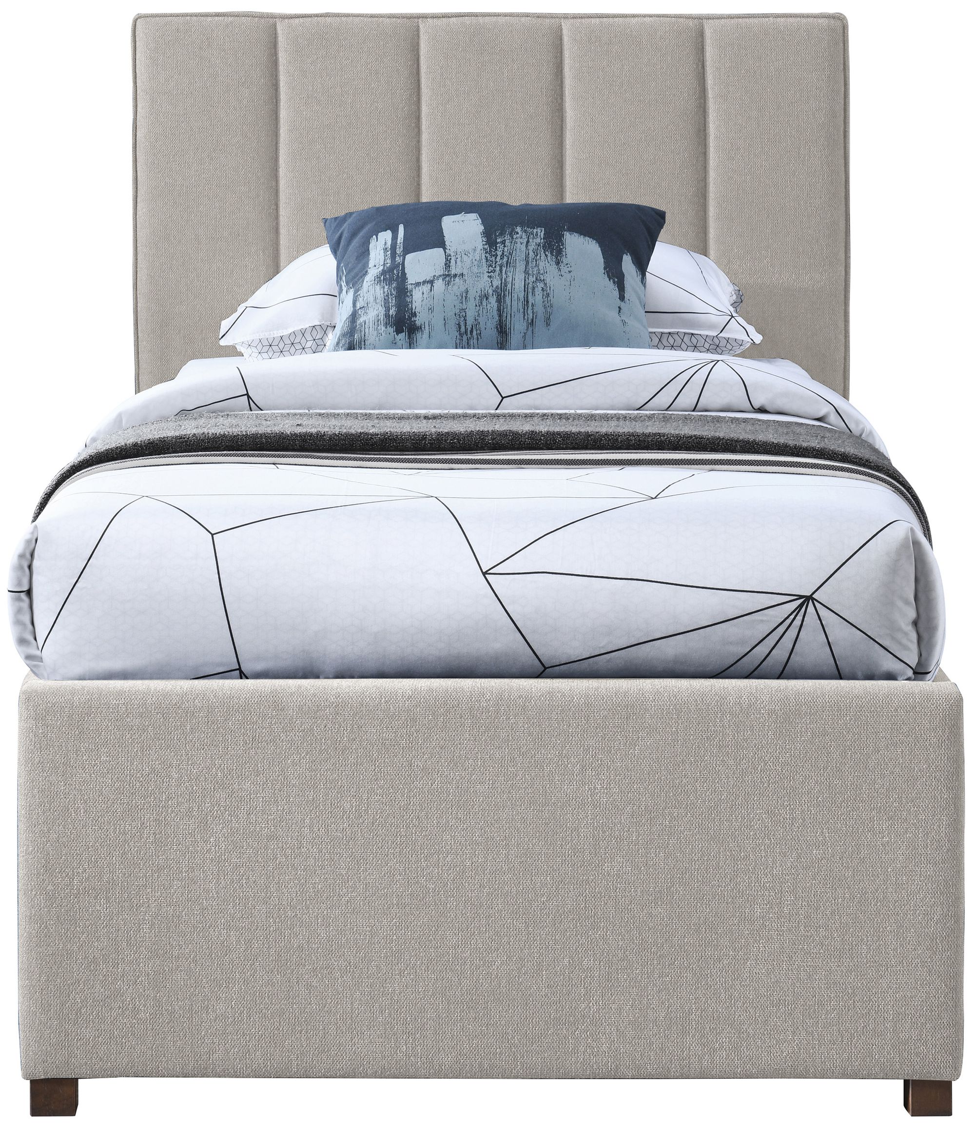 Harper Linen Fabric Twin Size Trundle Bed