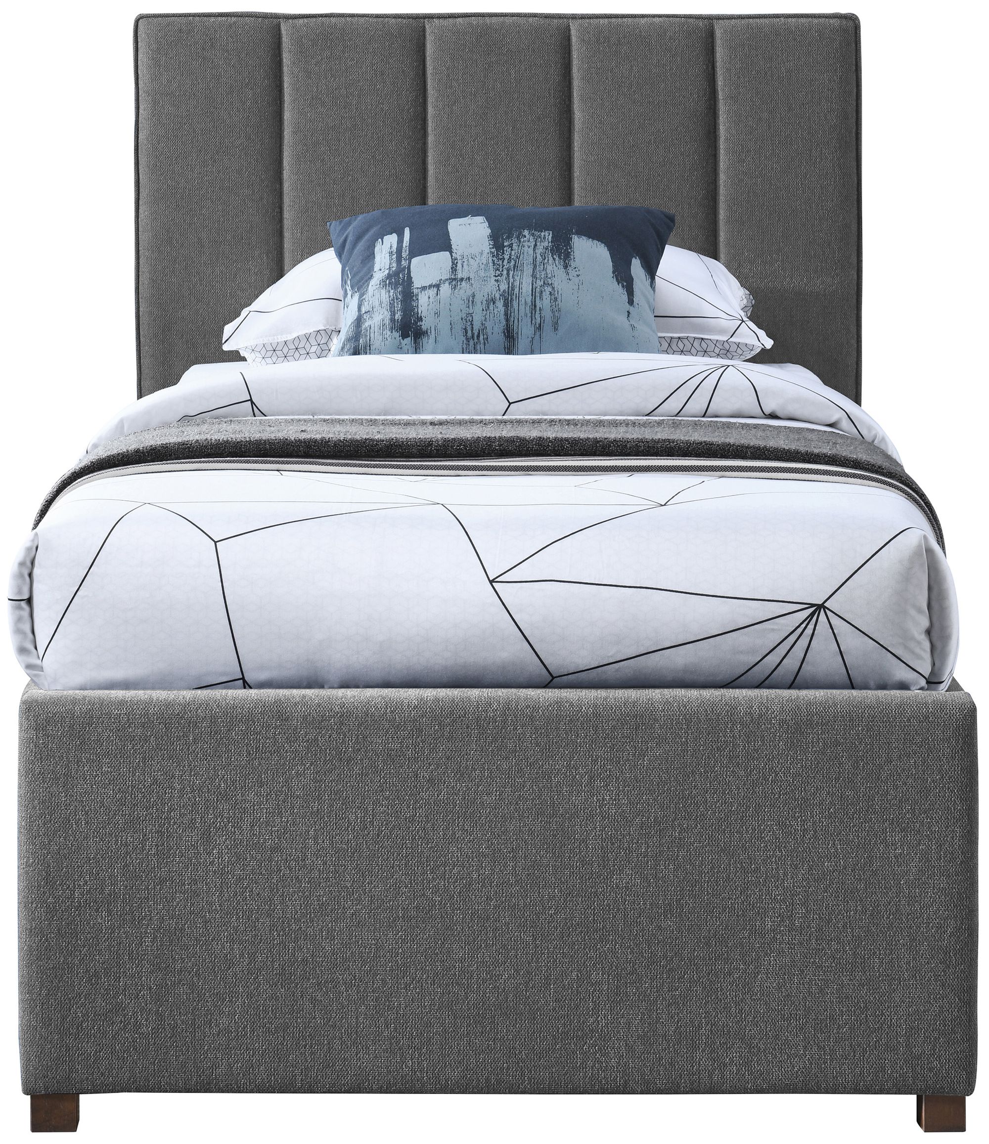 Harper Linen Fabric Twin Size Trundle Bed