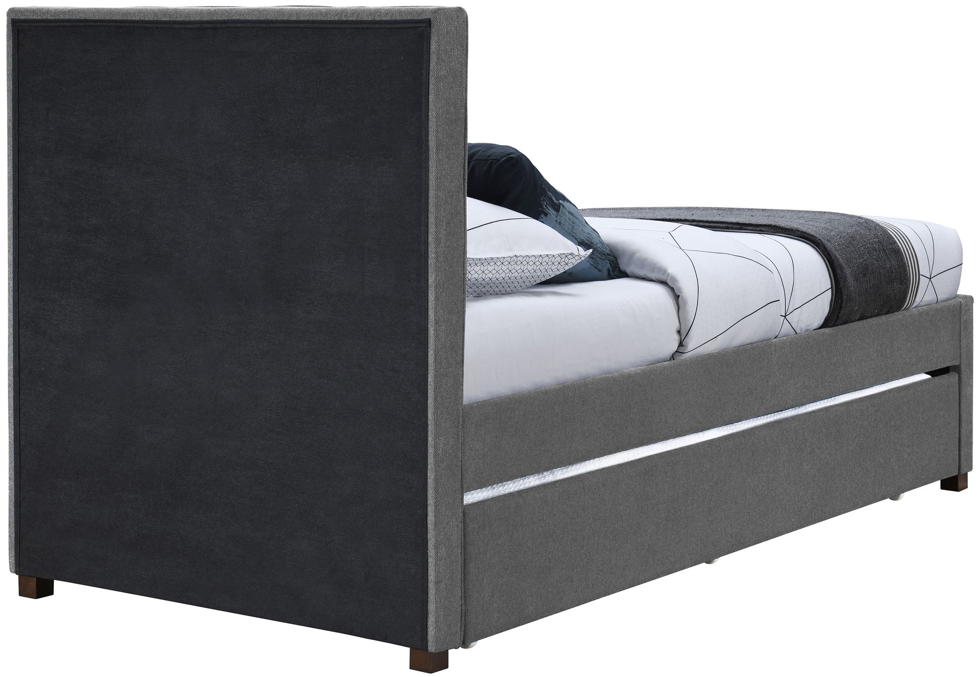 Harper Linen Fabric Twin Size Trundle Bed