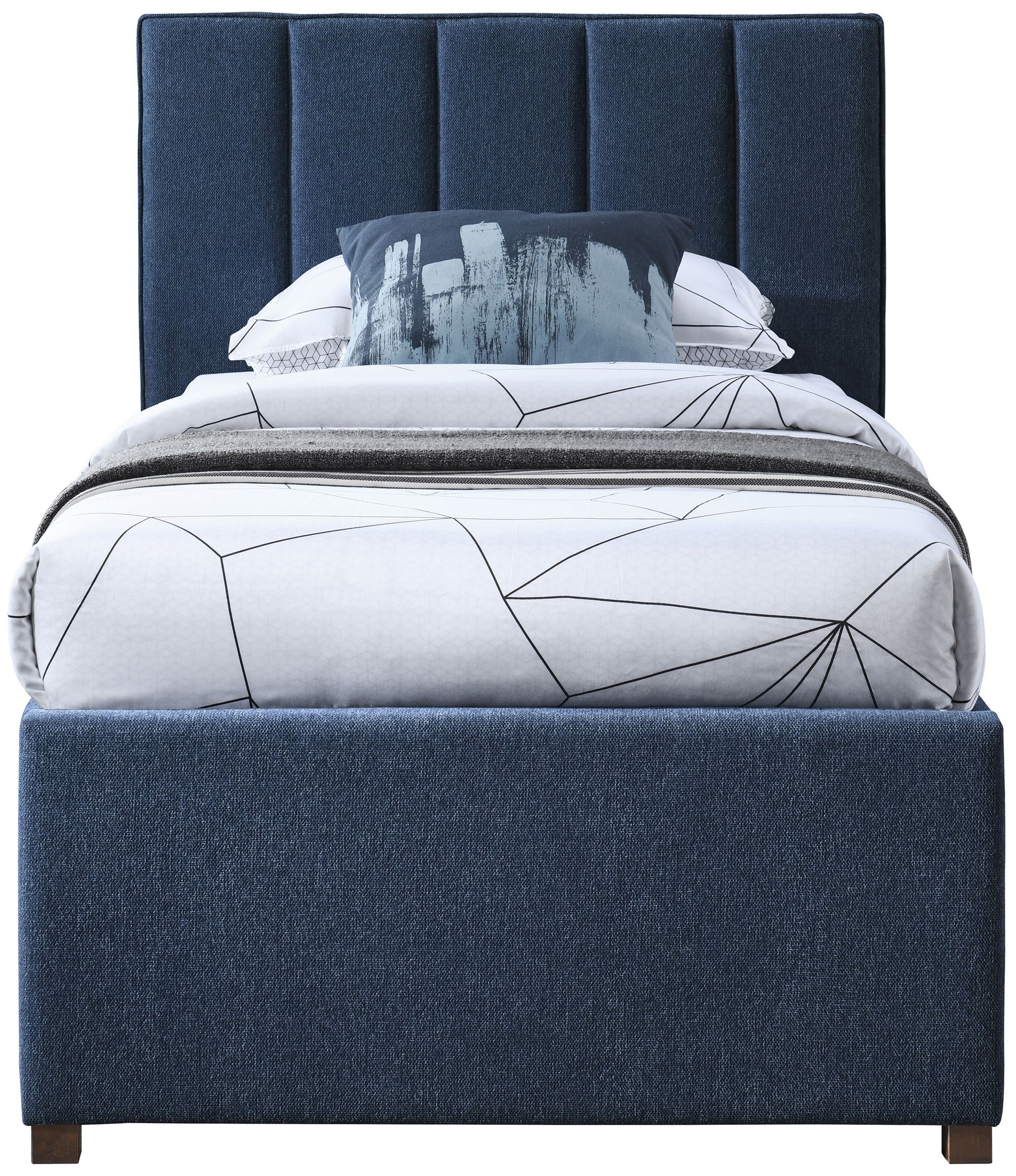 Harper Linen Fabric Twin Size Trundle Bed