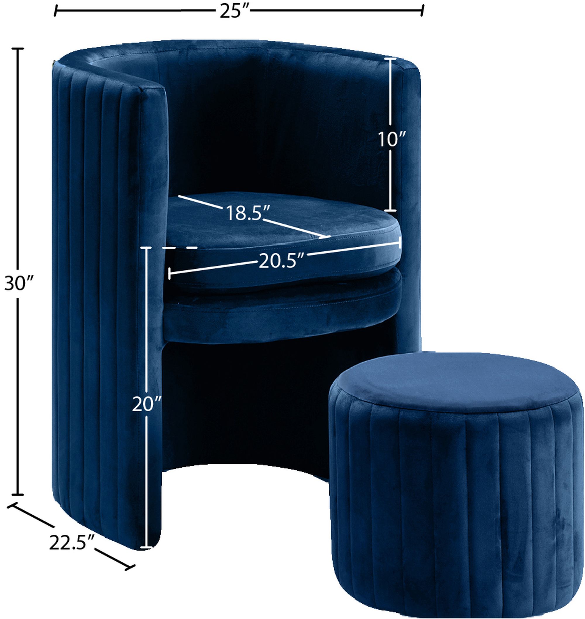 Selena Velvet Accent Chair & Ottoman Set
