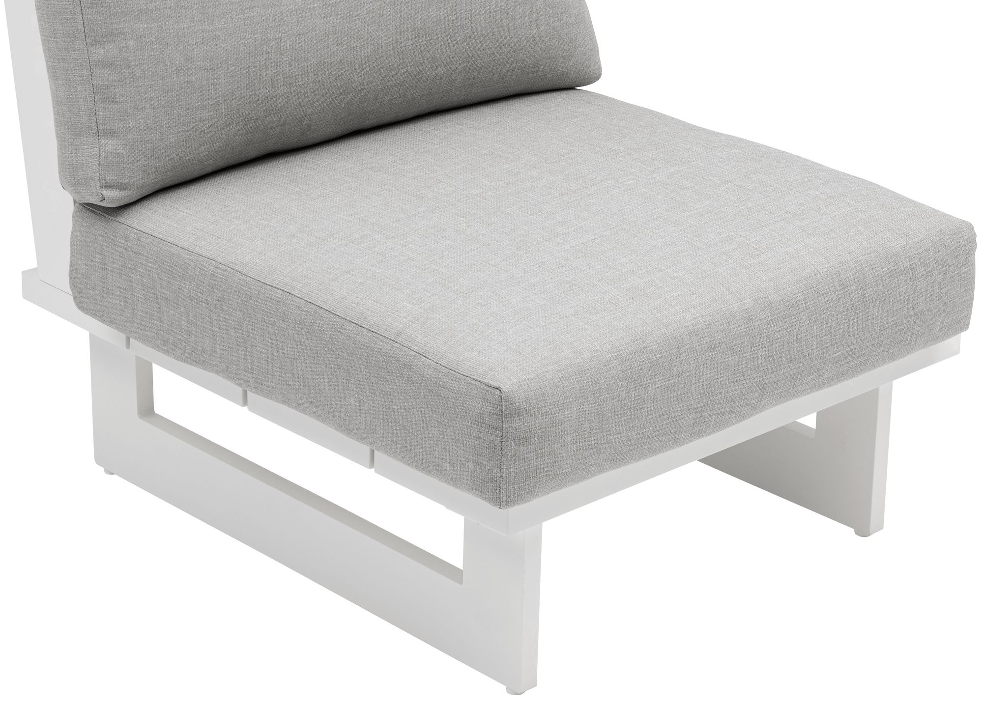 Maldives Outdoor Patio Waterproof Fabric Modular Accent Armless Chair with White Aluminum Frame
