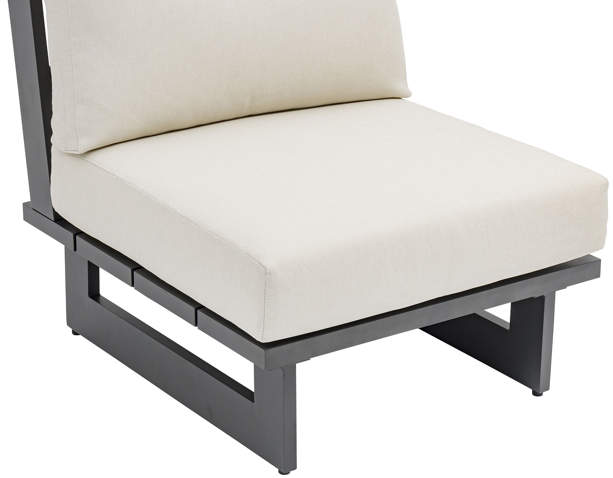 Maldives Outdoor Patio Waterproof Fabric Modular Accent Armless Chair with Dark Grey Aluminum Frame