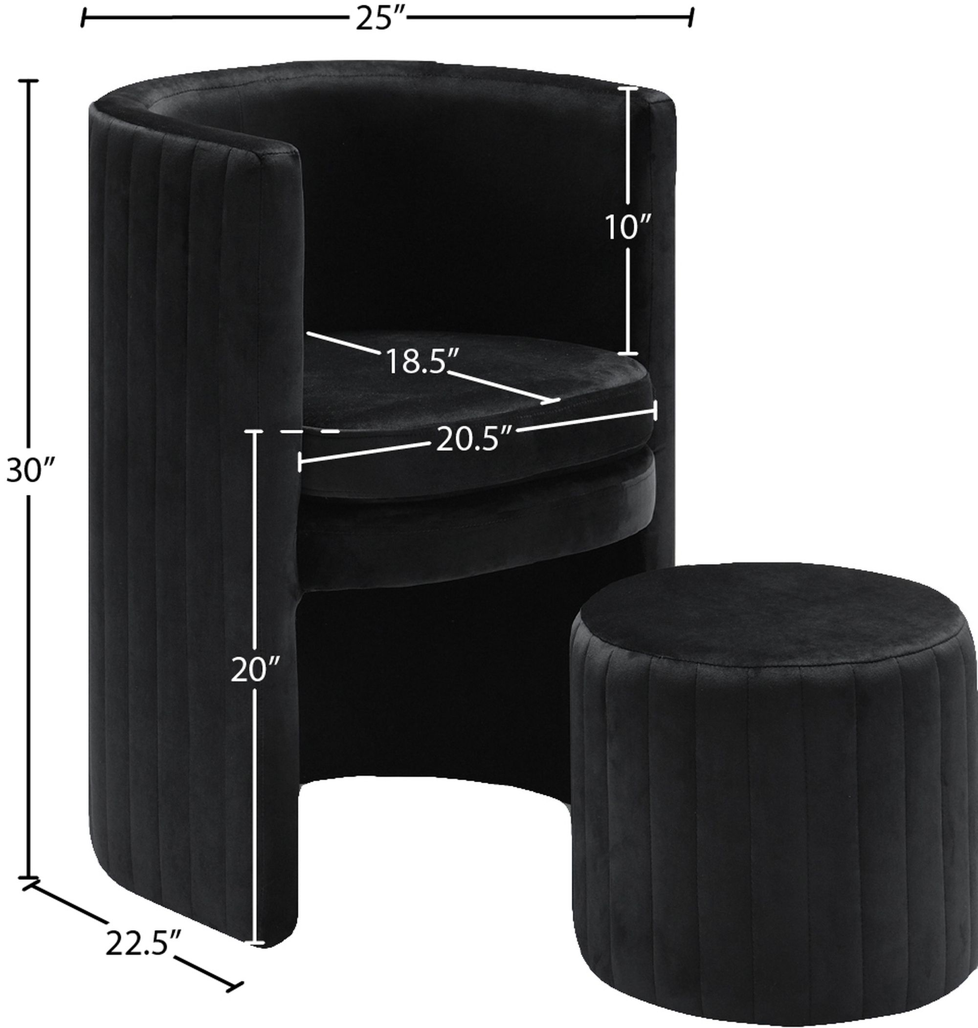 Selena Velvet Accent Chair & Ottoman Set