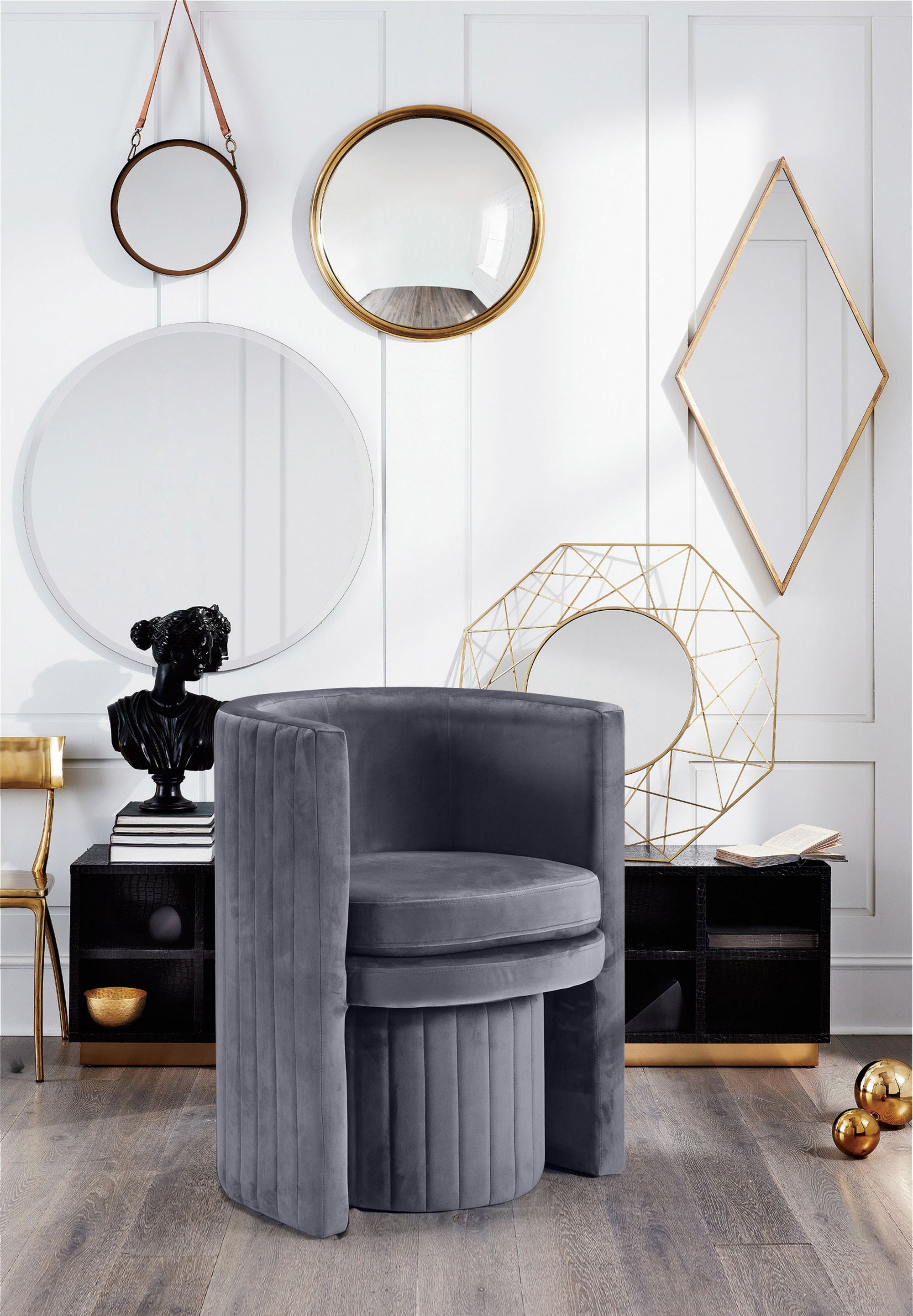 Selena Velvet Accent Chair & Ottoman Set