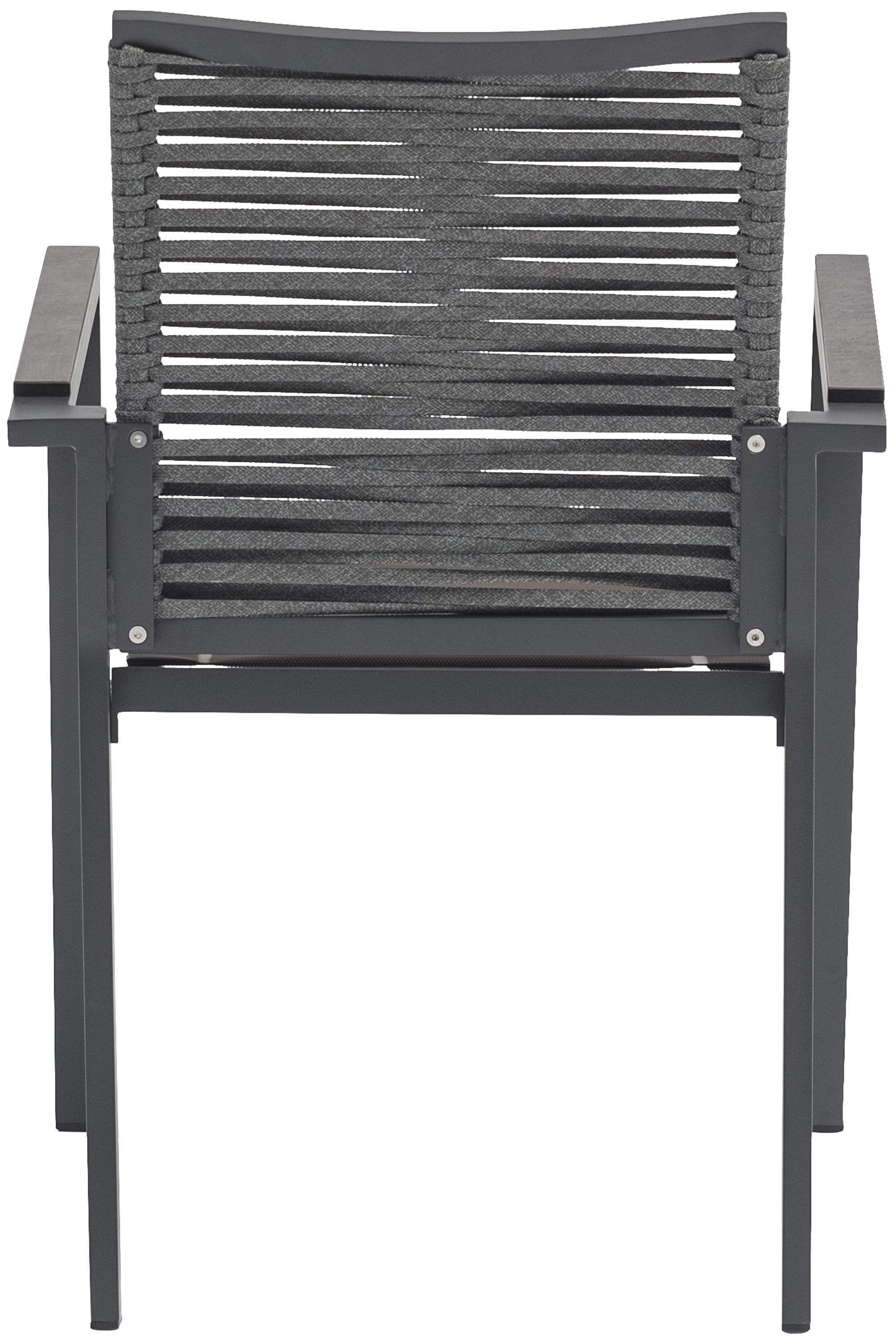 Maldives Outdoor Patio Mesh Waterproof Fabric Dining Arm Chair with Dark Grey Aluminum Frame