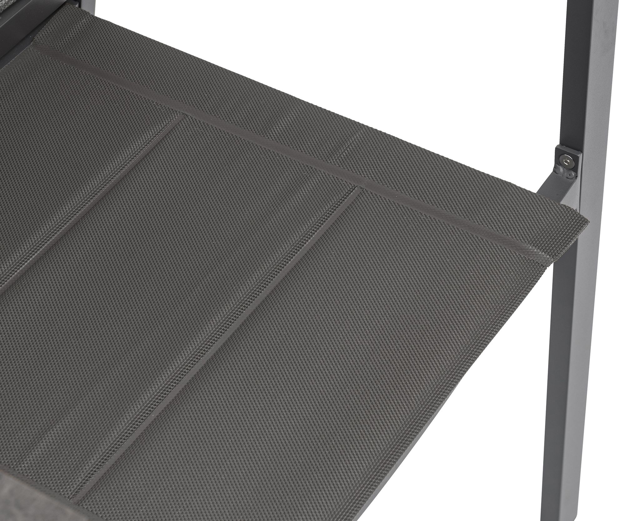 Maldives Outdoor Patio Mesh Waterproof Fabric Dining Arm Chair with Dark Grey Aluminum Frame