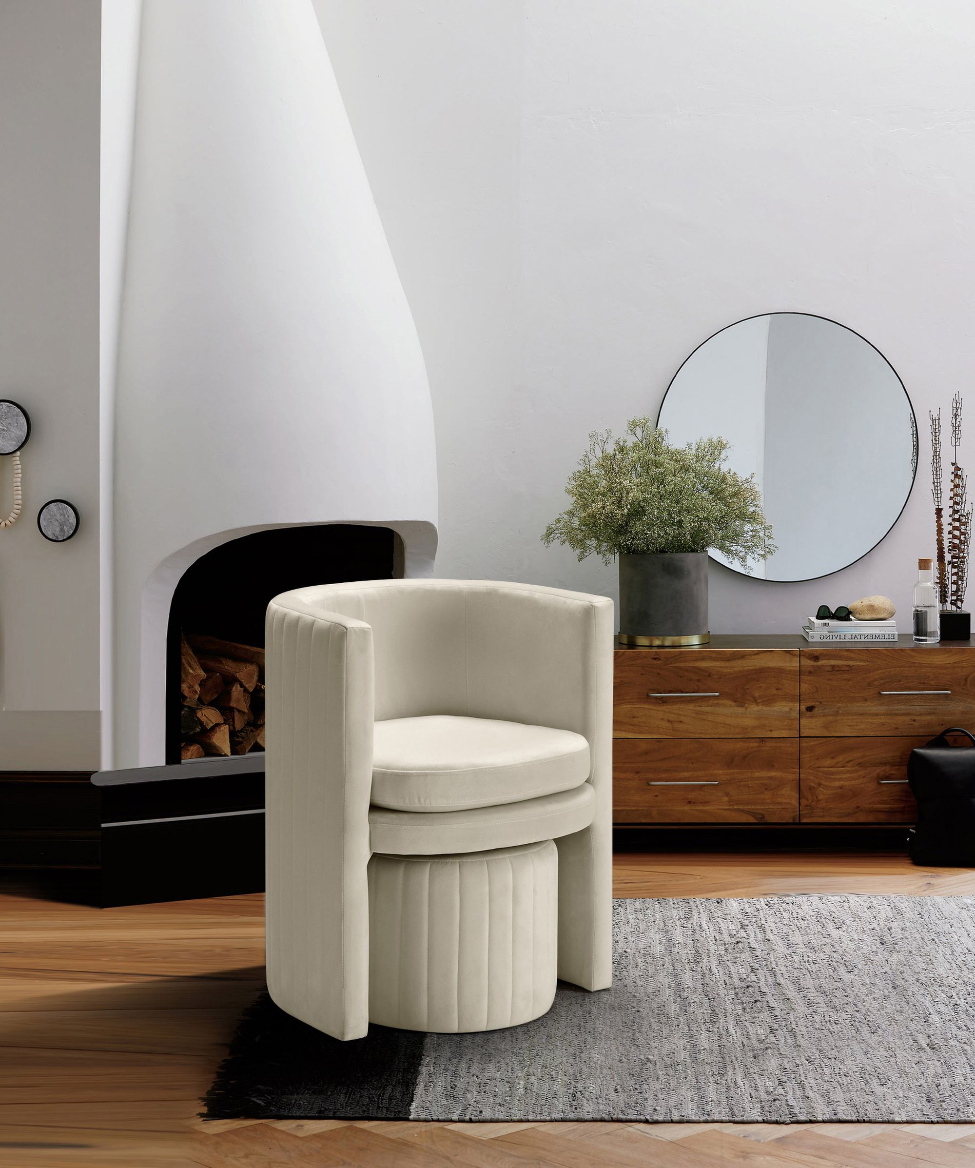 Selena Velvet Accent Chair & Ottoman Set