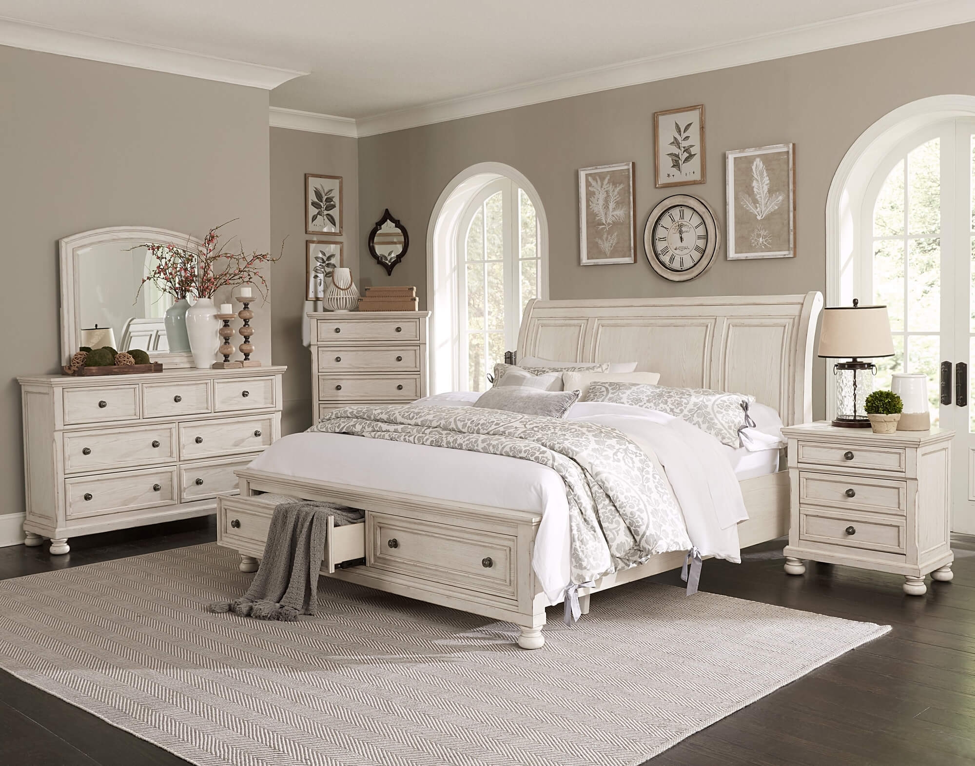 Bethel Wood Veneer Storage Sleigh Bedroom Set