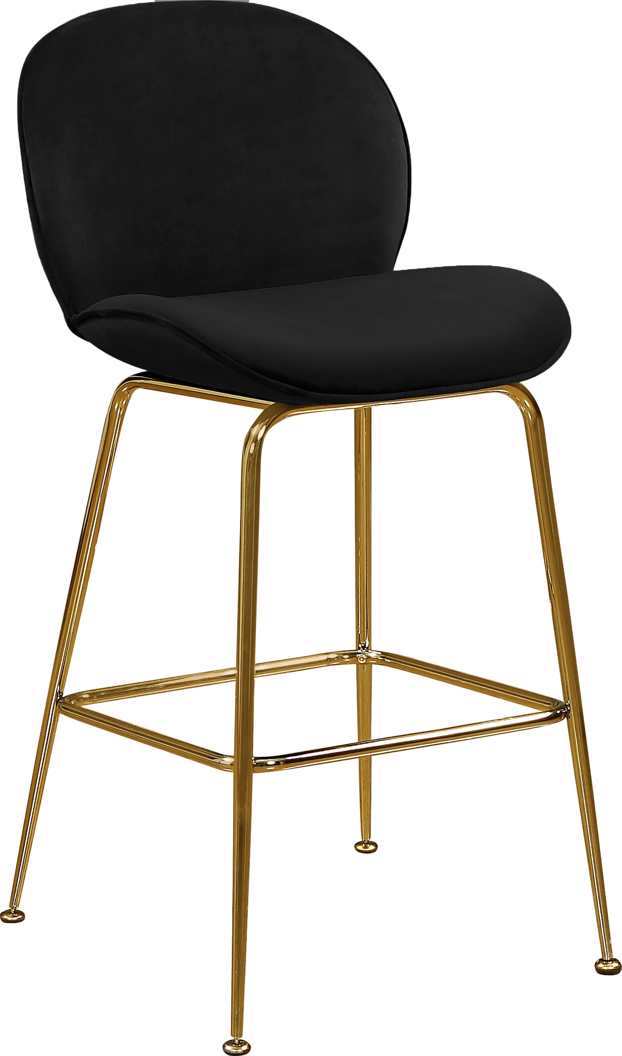 Paris Velvet Counter Stool with Polished Gold Metal Frame