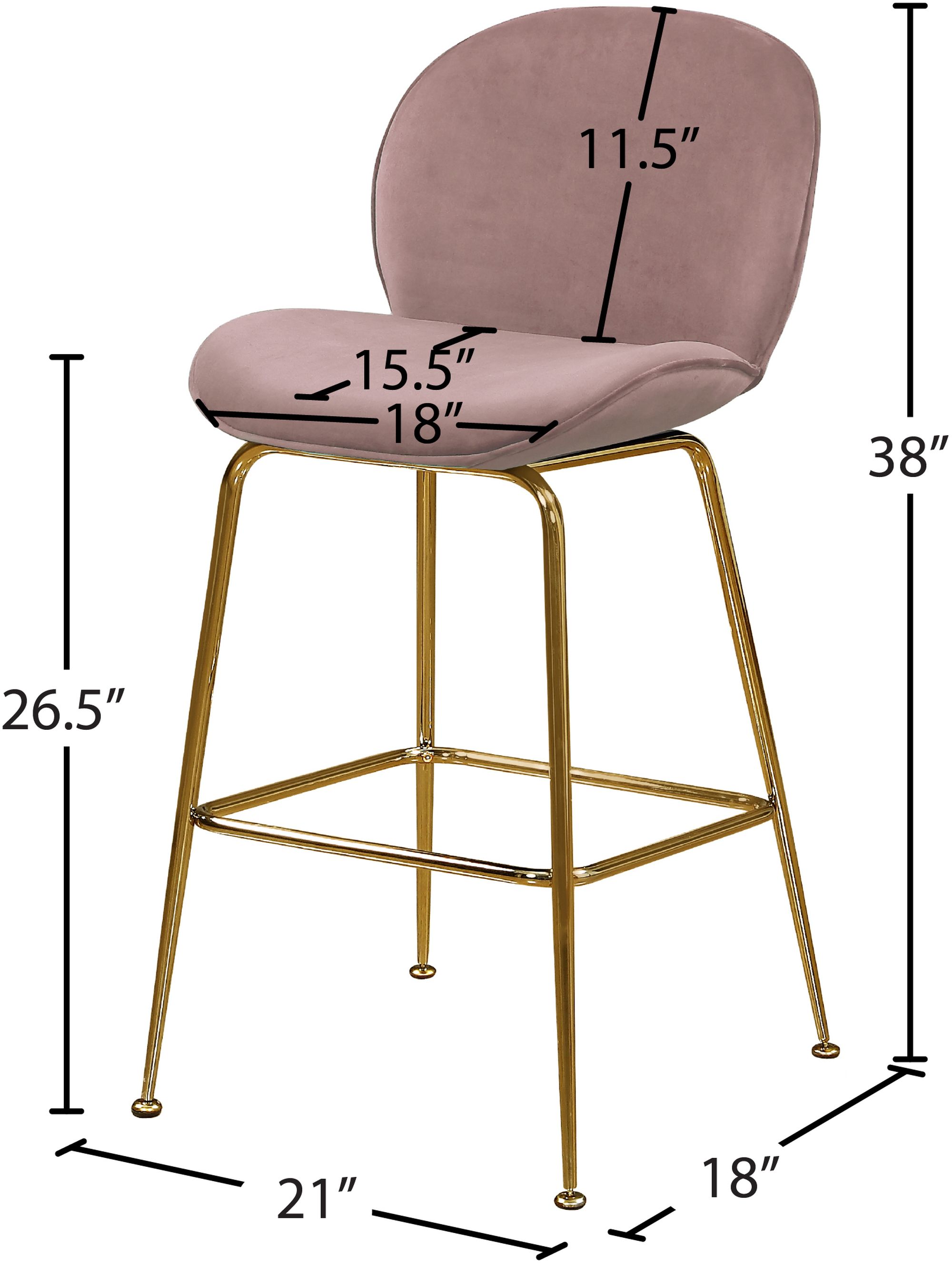 Paris Velvet Counter Stool with Polished Gold Metal Frame