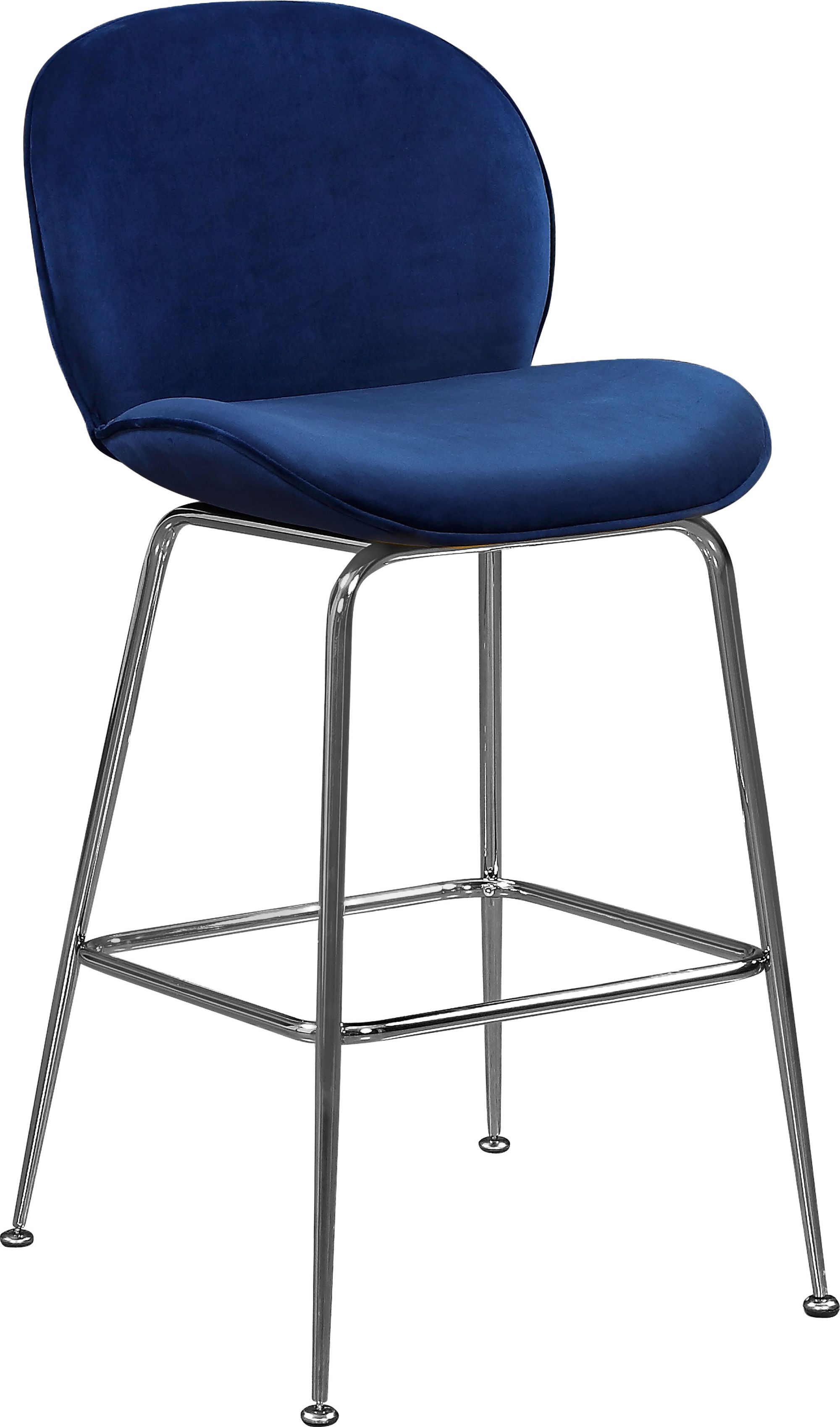 Paris Velvet Counter Stool with Polished Chrome Metal Frame
