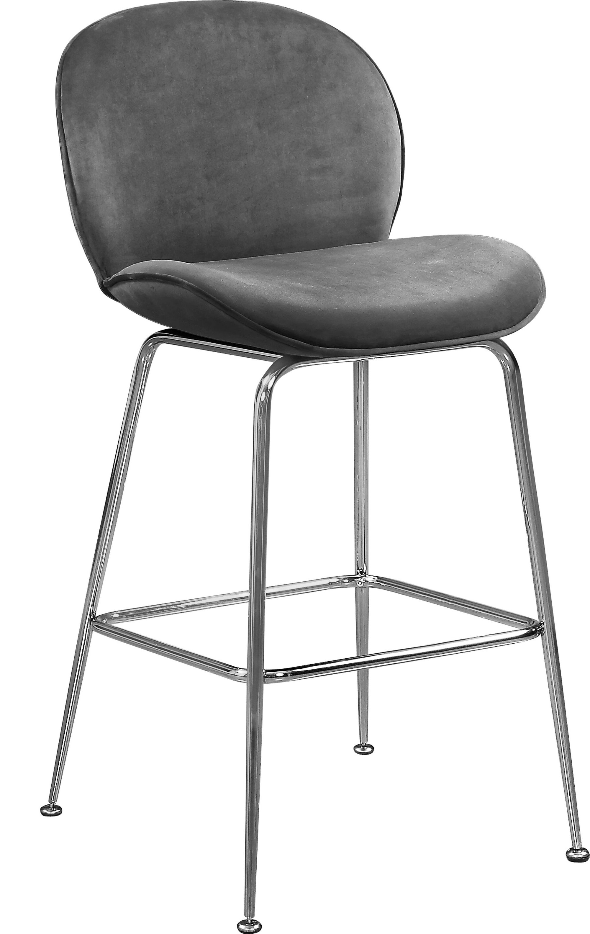 Paris Velvet Counter Stool with Polished Chrome Metal Frame