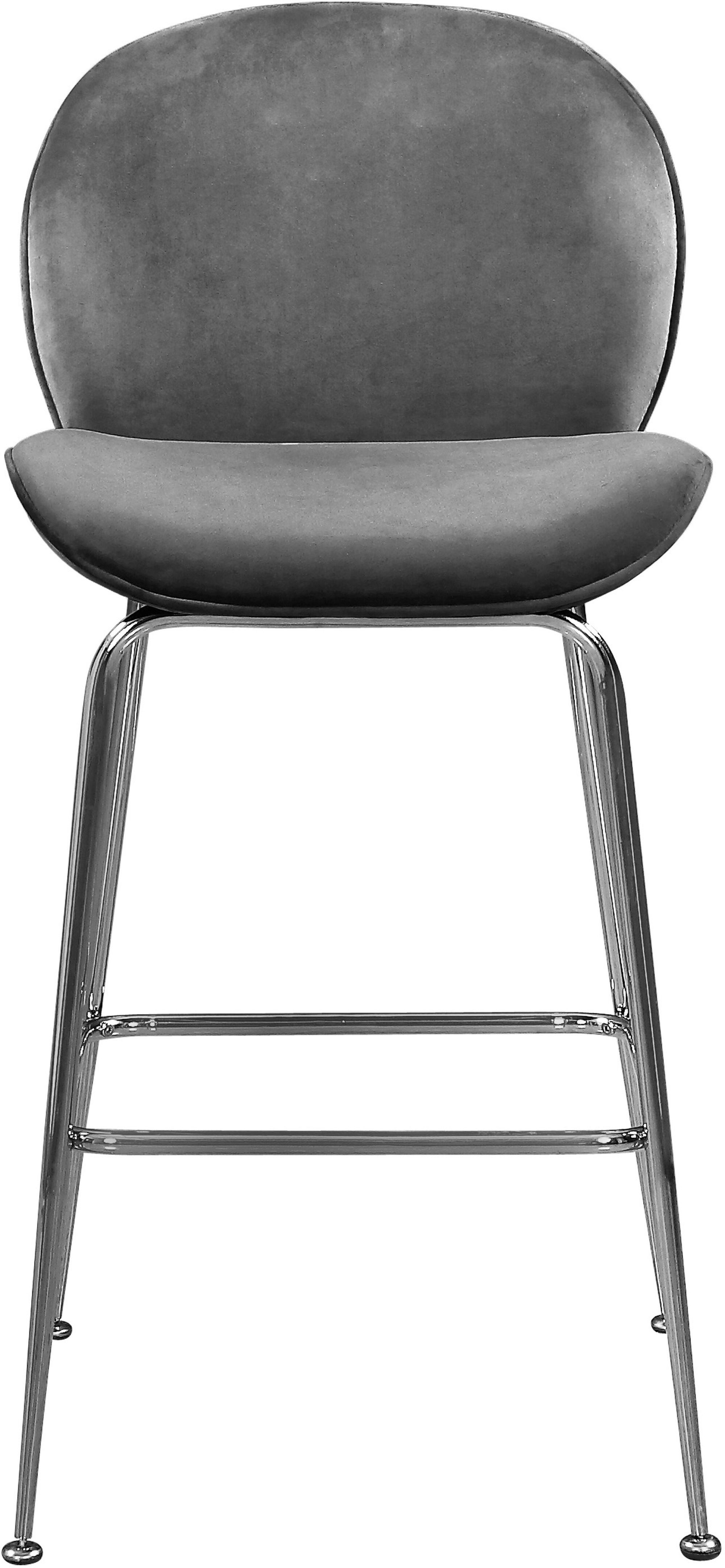 Paris Velvet Counter Stool with Polished Chrome Metal Frame