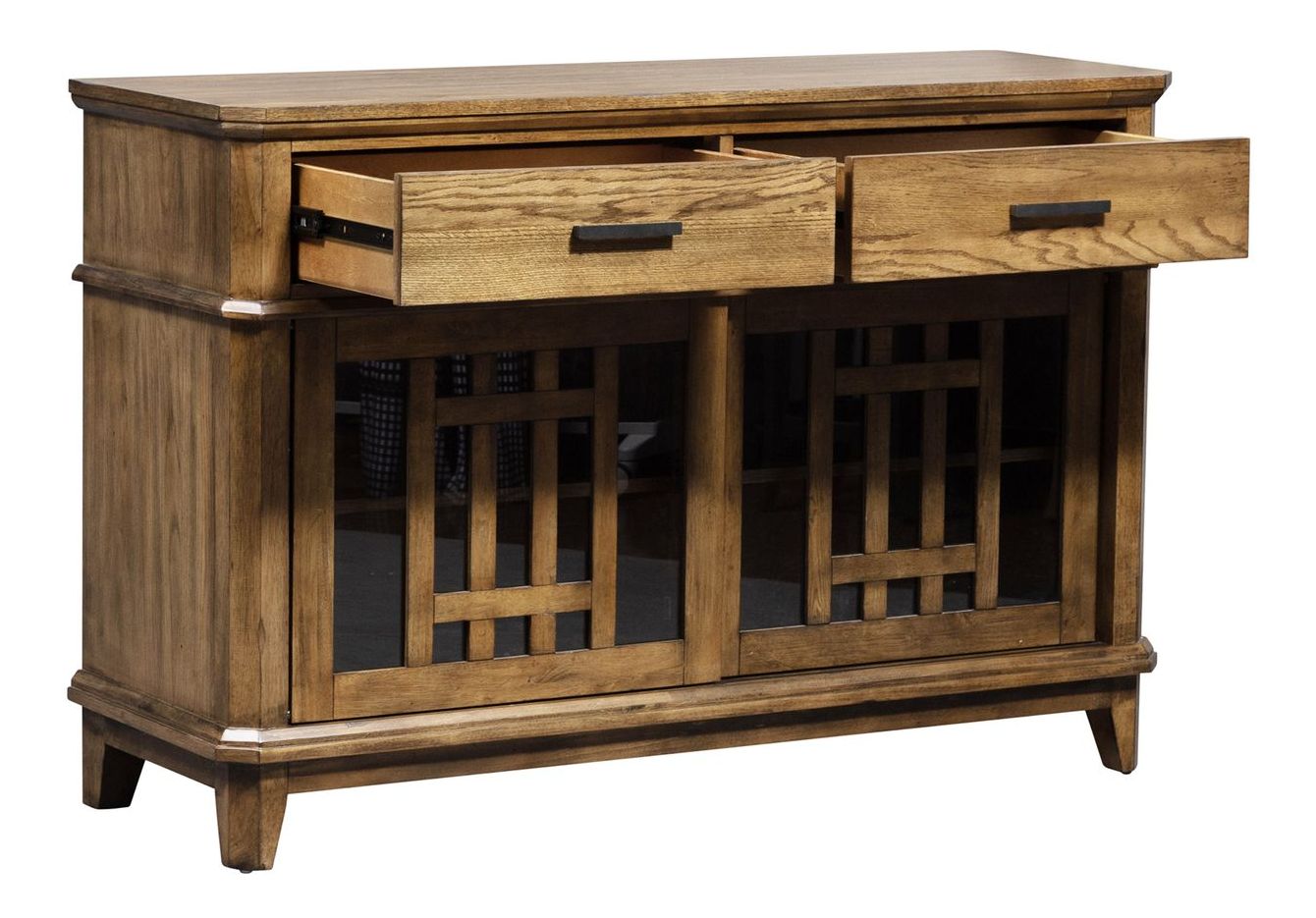Santa Rosa Wood/Glass Sliding Server w/2 Drawers & 2 Doors
