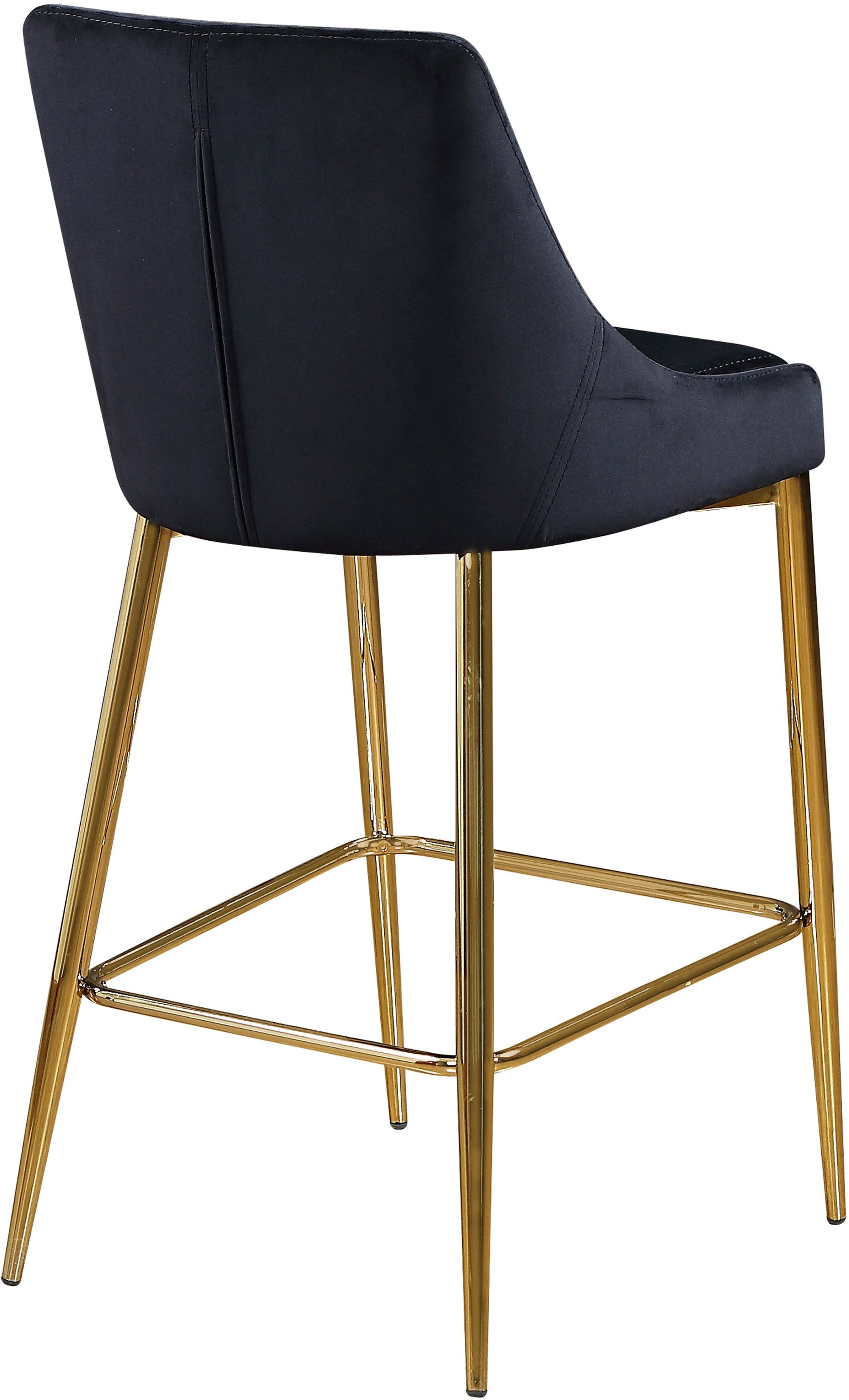Karina Velvet Counter Stool with Polished Metal Frame
