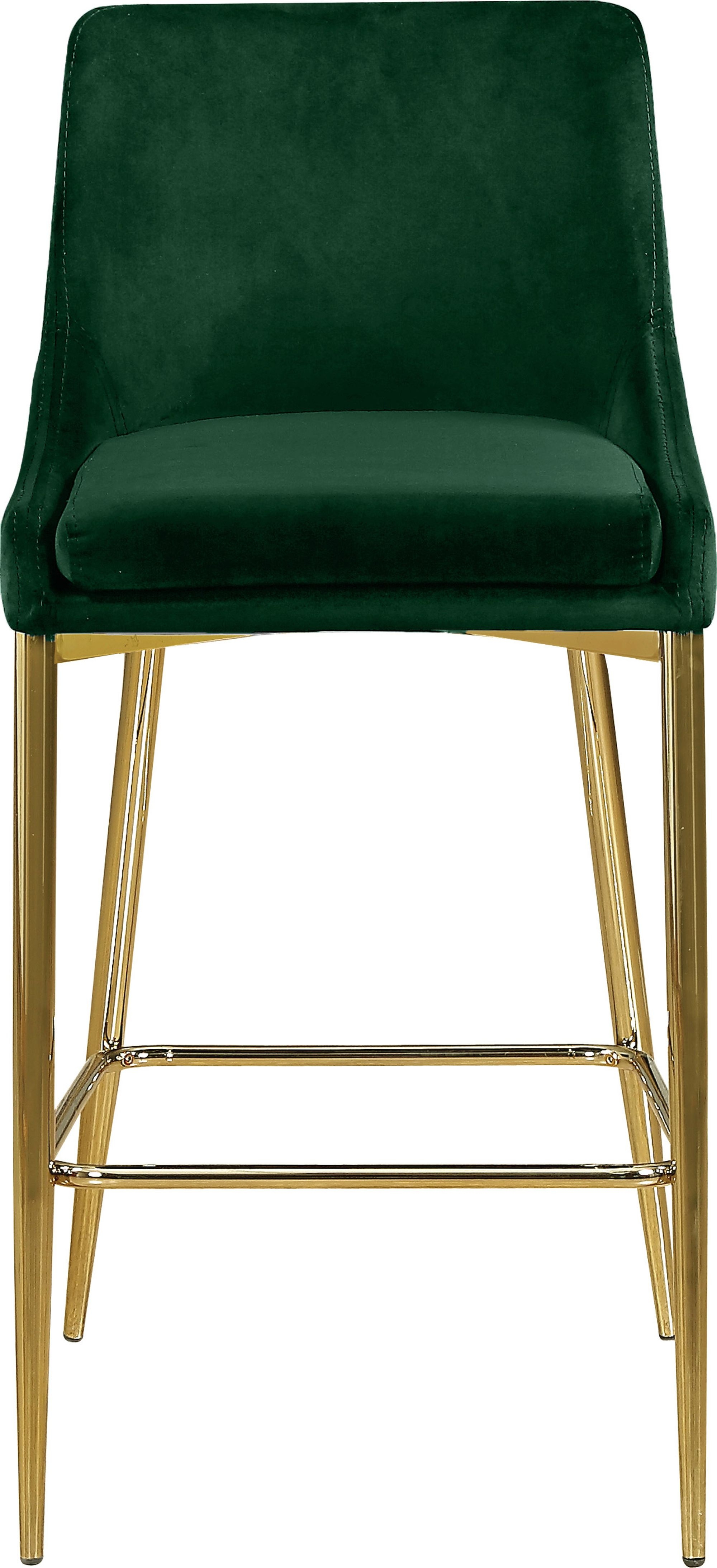 Karina Velvet Counter Stool with Polished Metal Frame