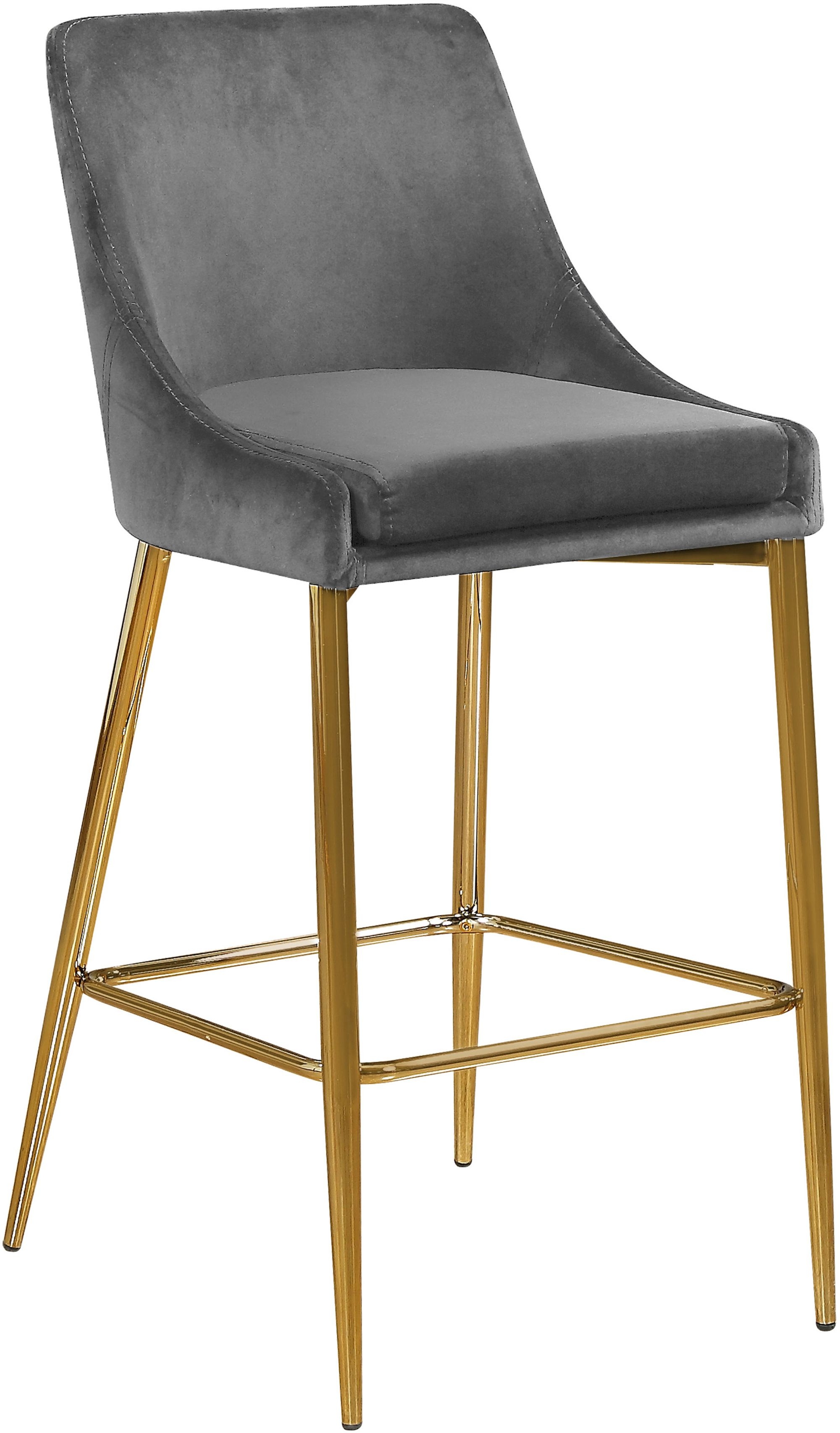 Karina Velvet Counter Stool with Polished Metal Frame