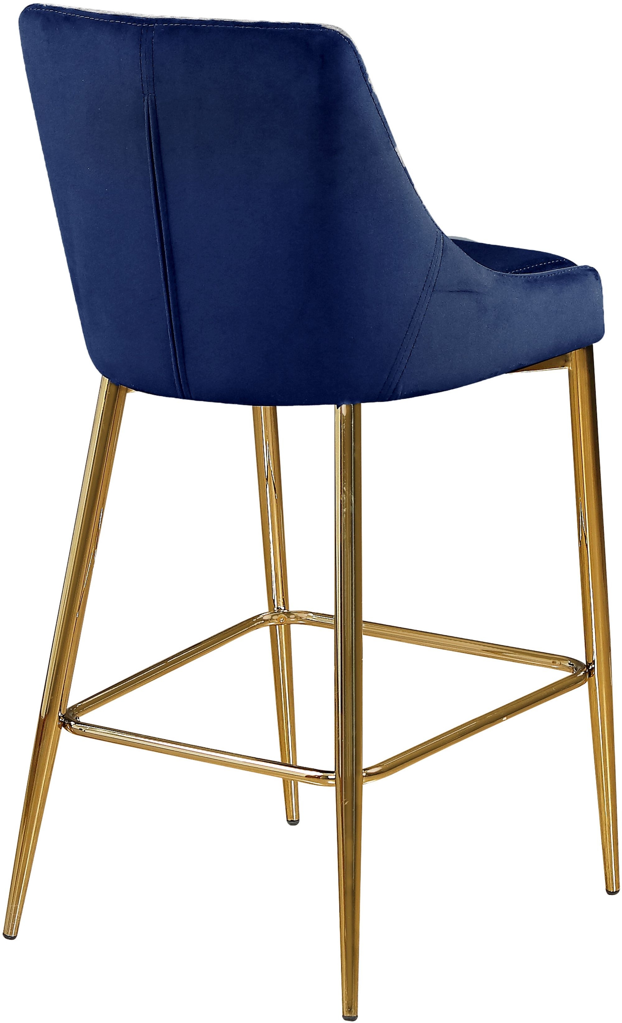 Karina Velvet Counter Stool with Polished Metal Frame