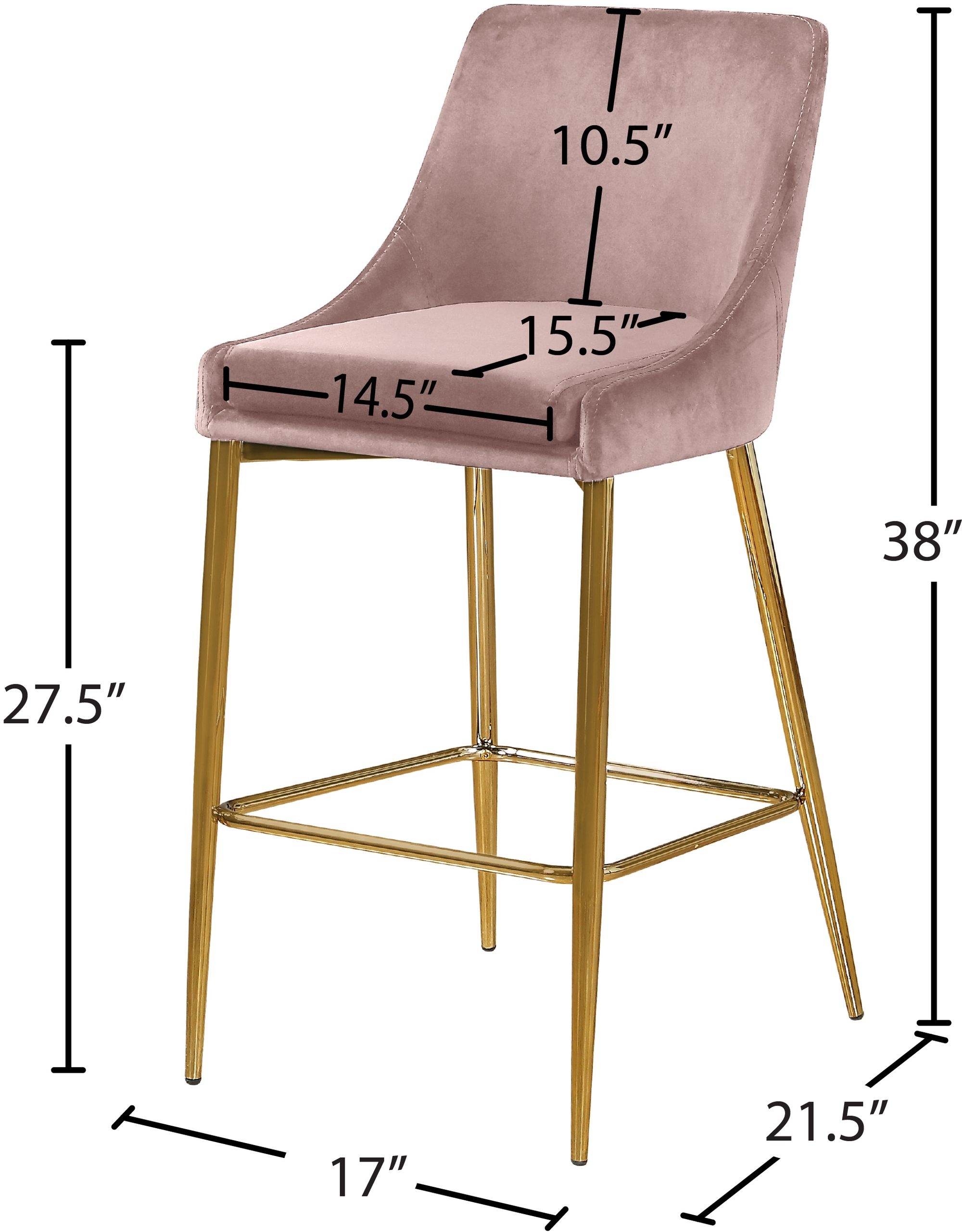 Karina Velvet Counter Stool with Polished Metal Frame