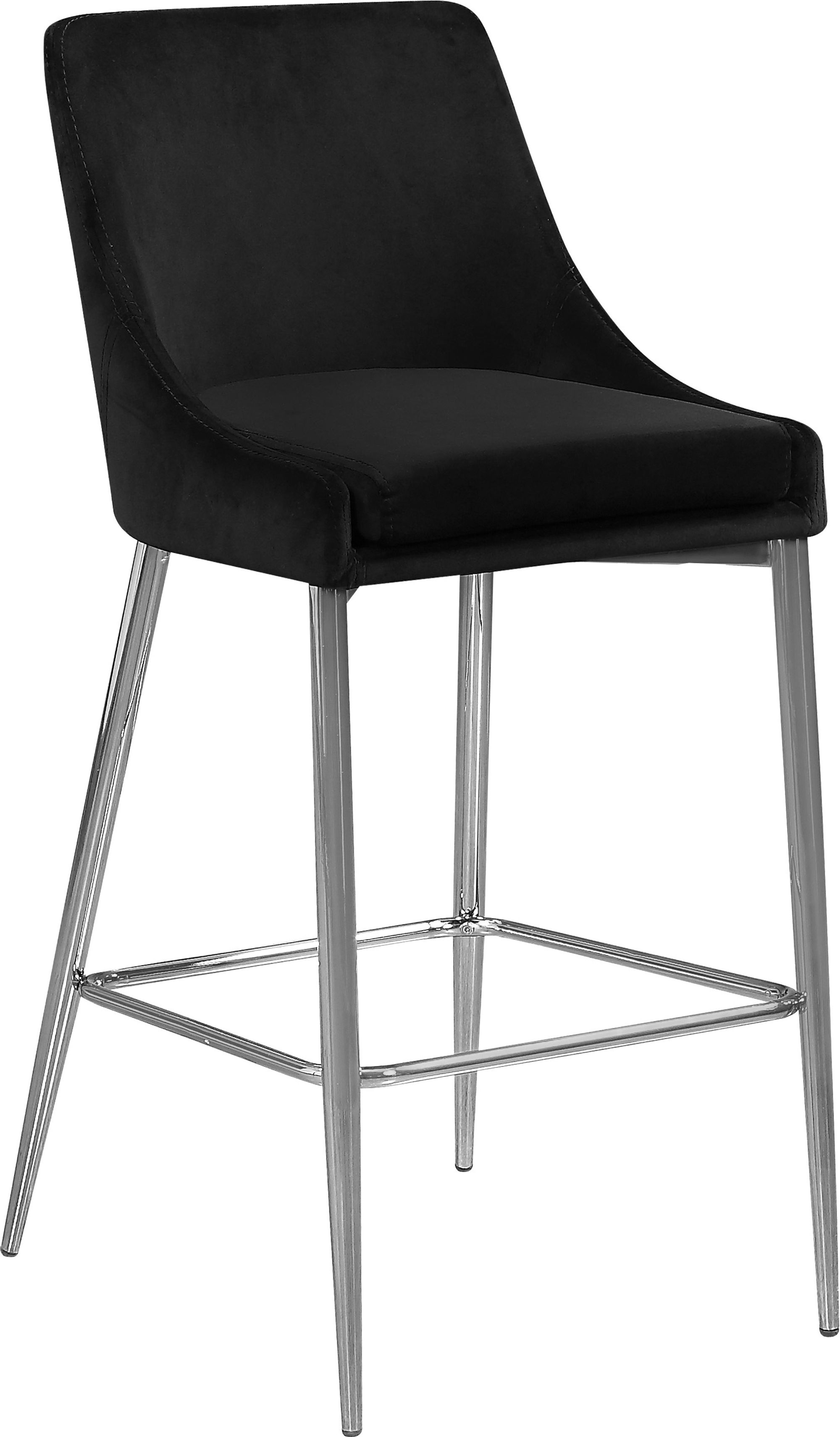 Karina Velvet Counter Stool with Polished Chrome Metal Frame