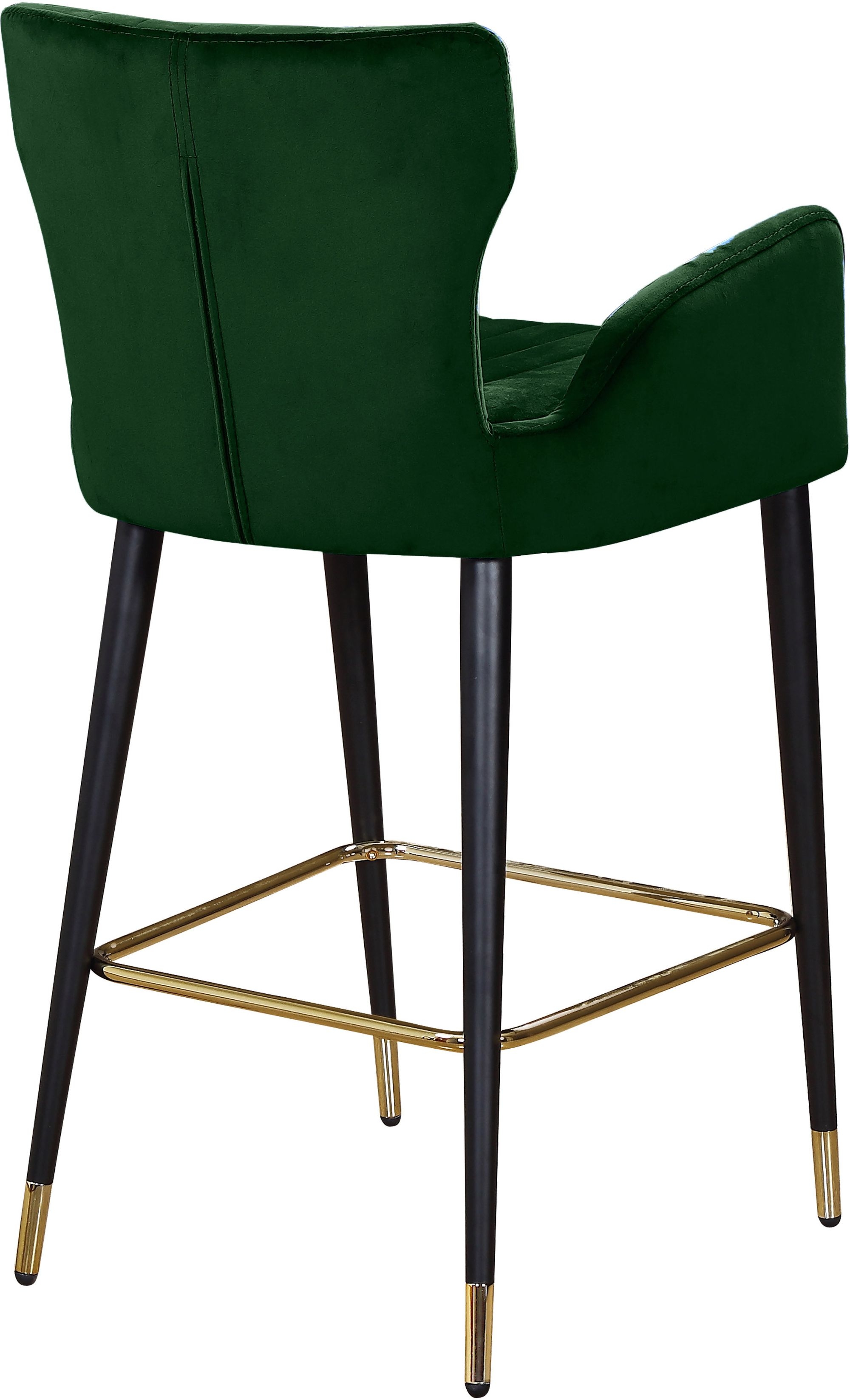 Luxe Velvet Counter Stool with Black Metal Legs & Gold Tips