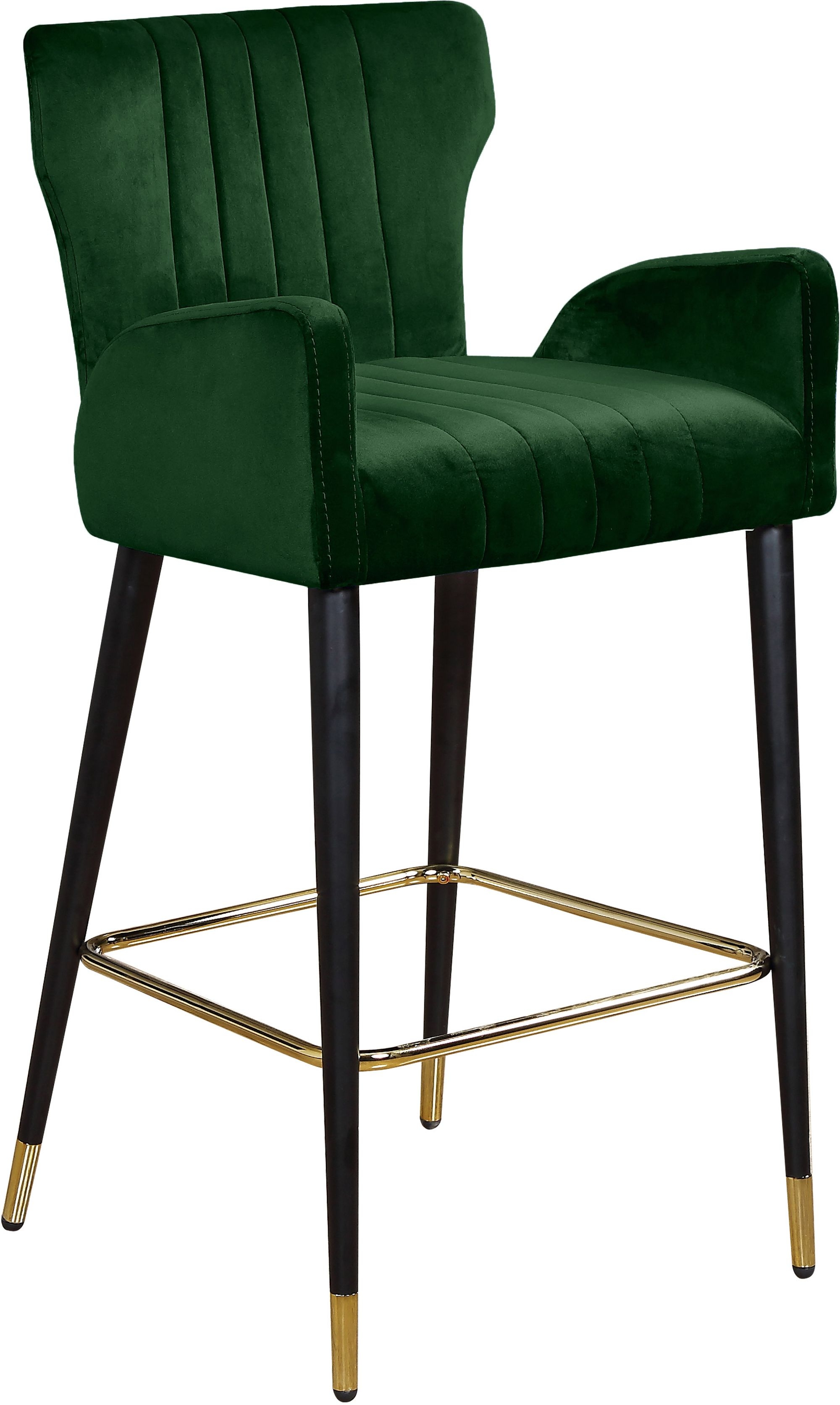 Luxe Velvet Counter Stool with Black Metal Legs & Gold Tips