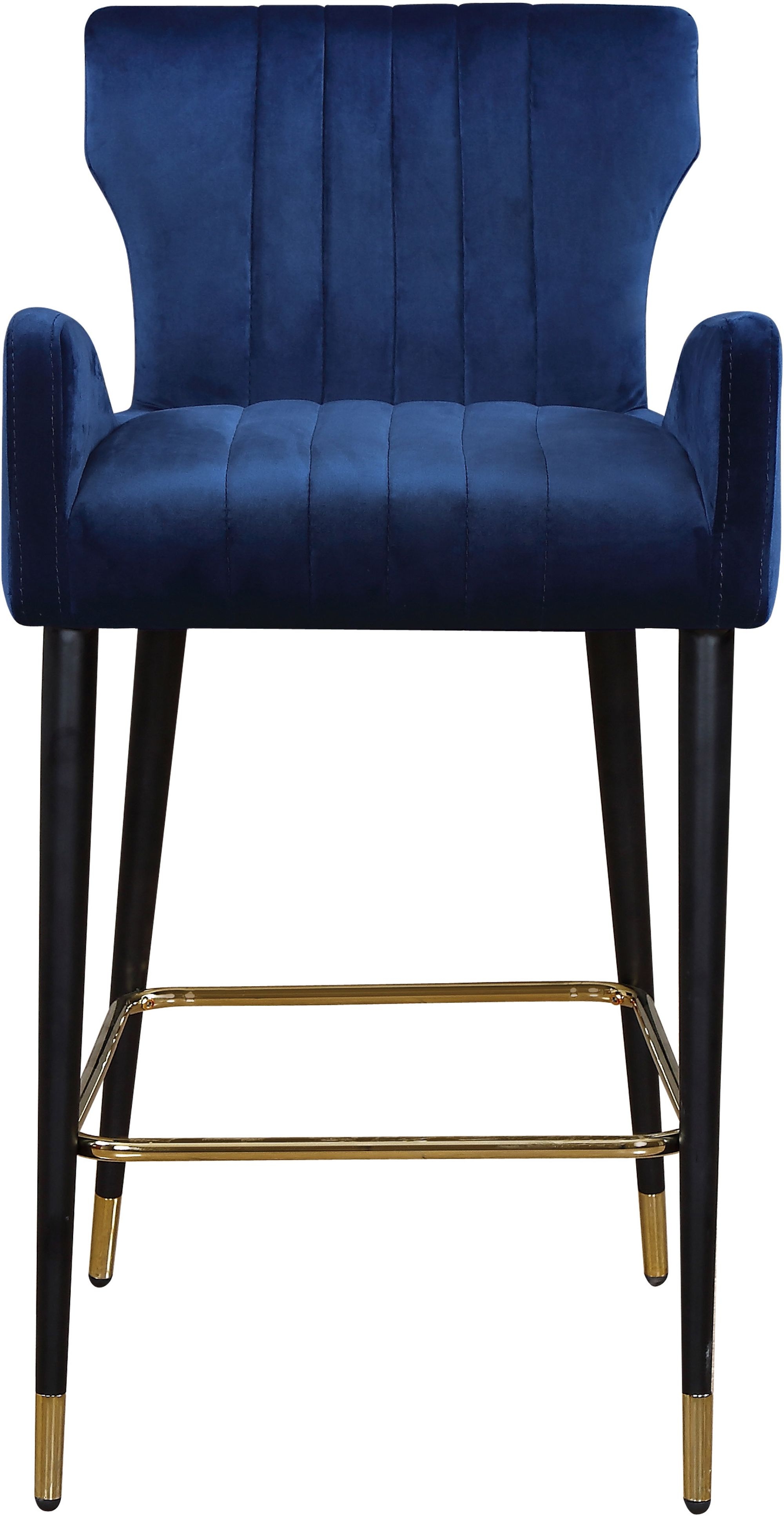 Luxe Velvet Counter Stool with Black Metal Legs & Gold Tips