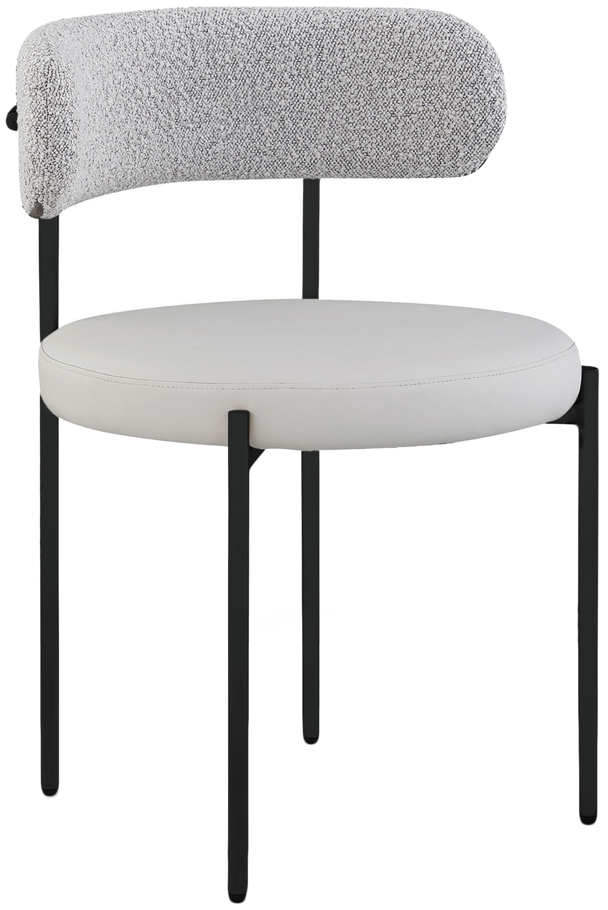 Beacon Faux Leather & Boucle Fabric Dining Chair with Matte Black Metal Frame