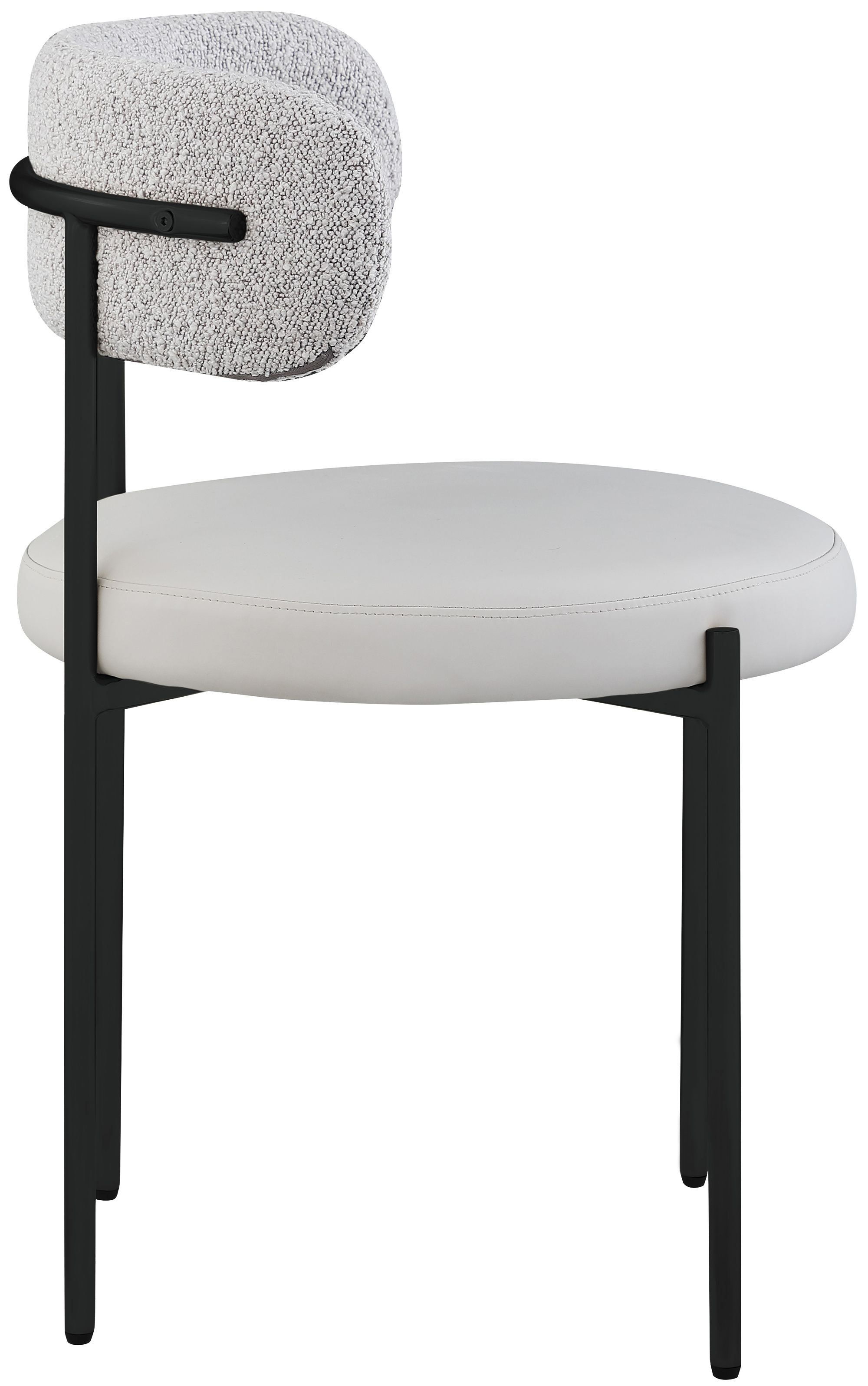 Beacon Faux Leather & Boucle Fabric Dining Chair with Metal Frame