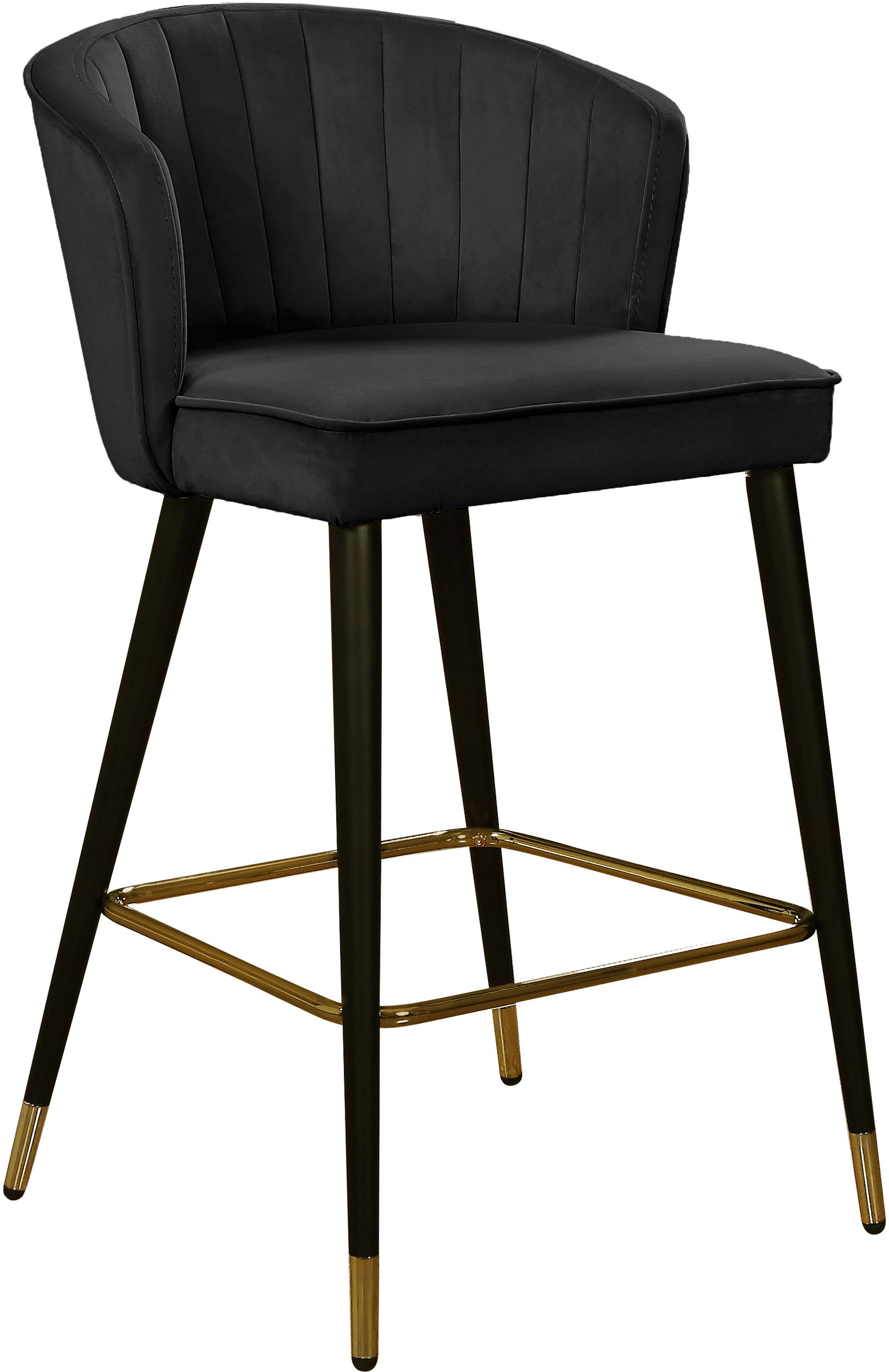 Cassie Velvet Counter Stool with Black Metal Legs & Gold Tips