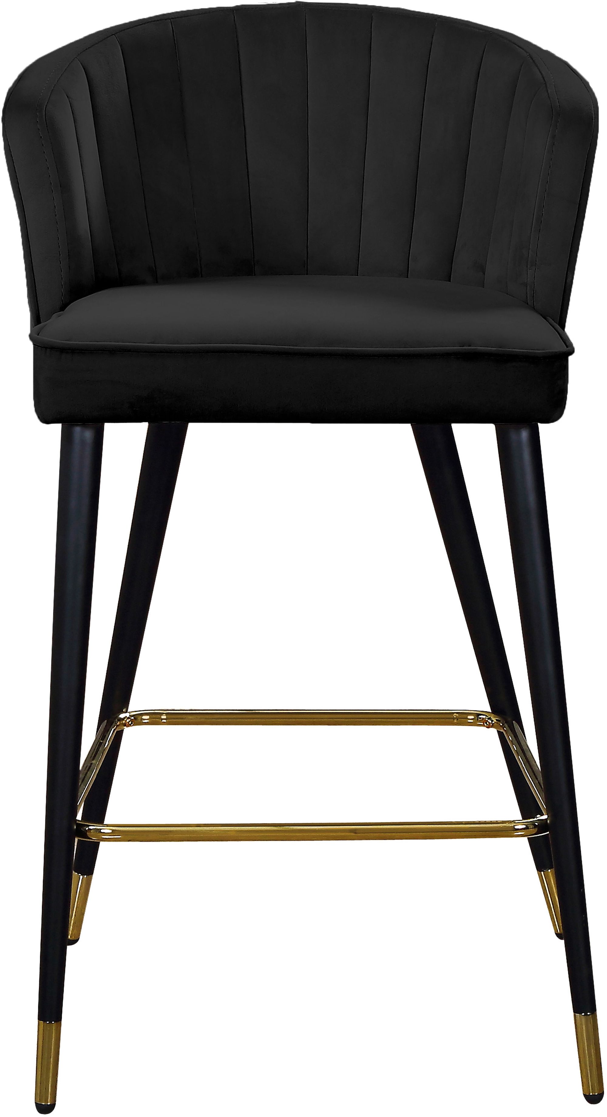 Cassie Velvet Counter Stool with Black Metal Legs & Gold Tips