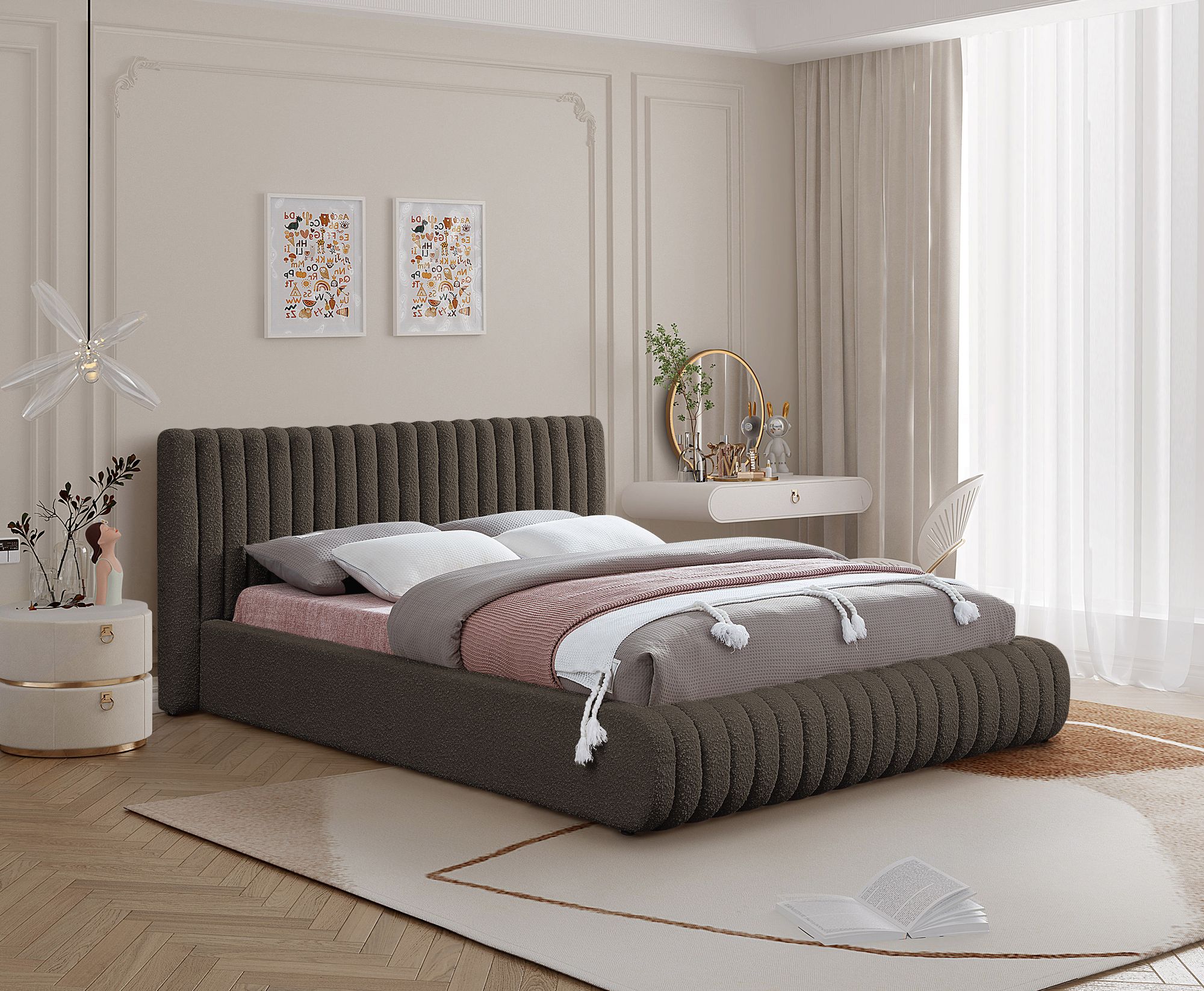 Nash Boucle Fabric Full Size Bed