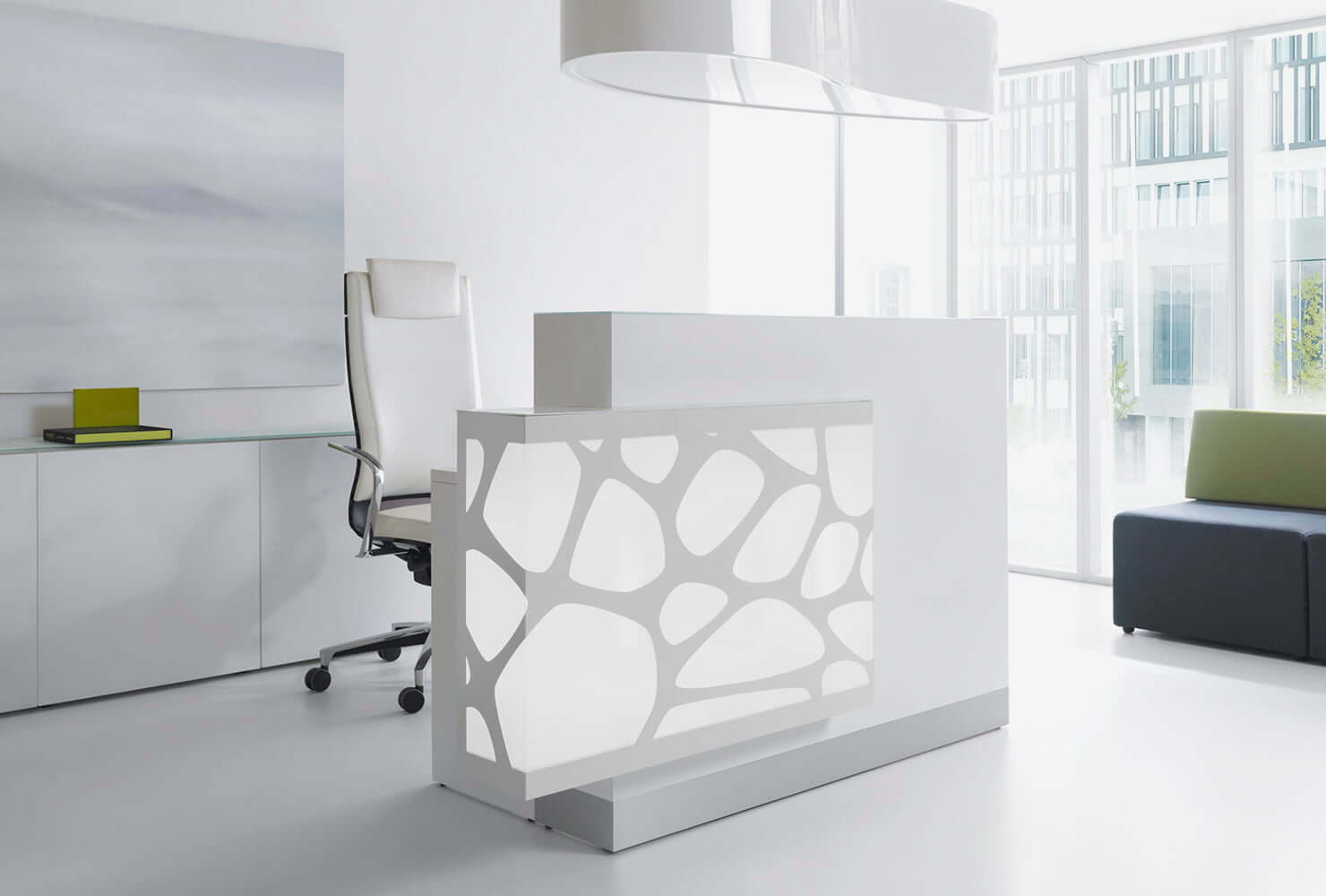 ORGANIC Straight Reception Desk w/Left Side RGB Light Panel