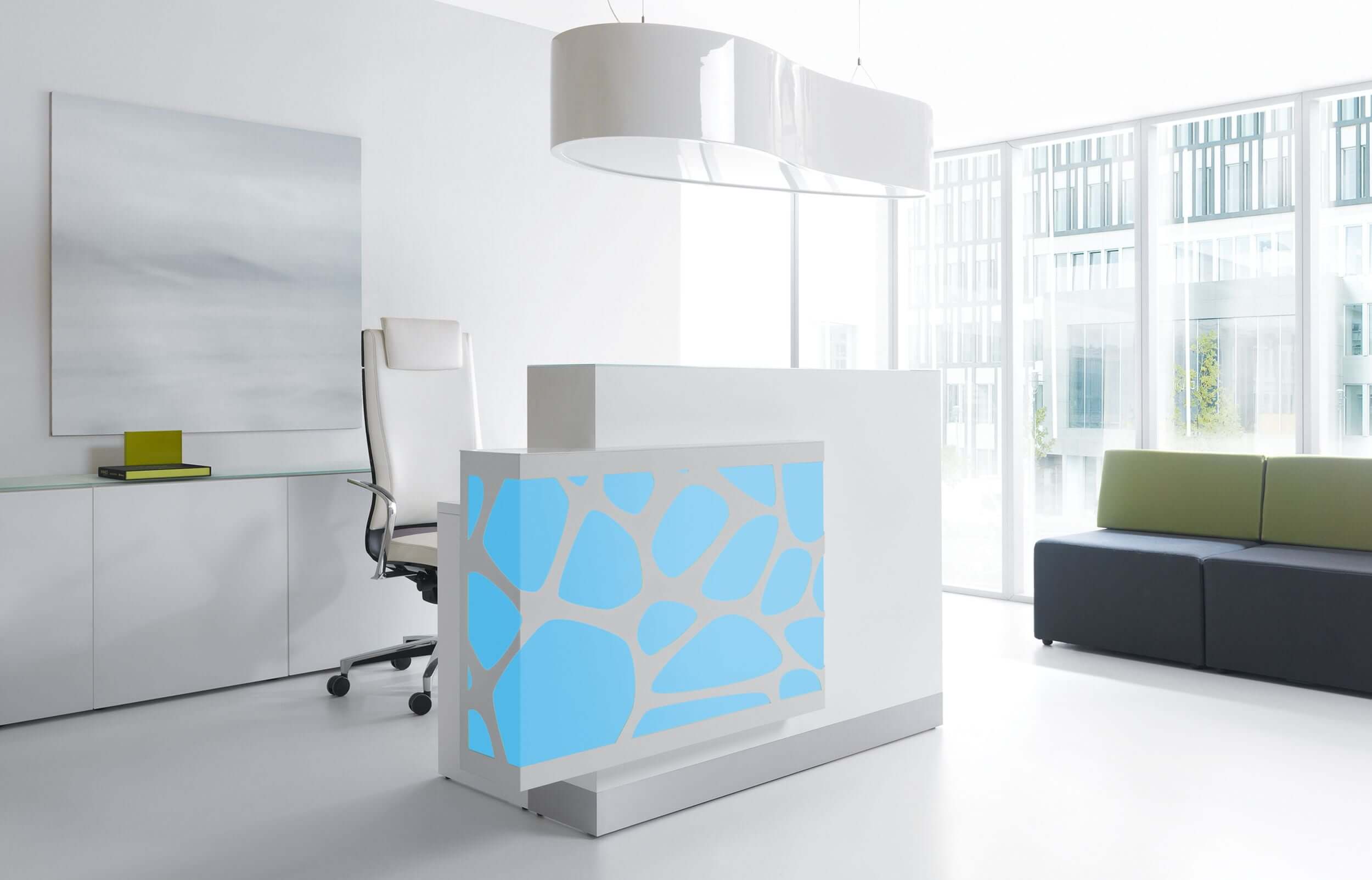 ORGANIC 1-Person Straight Reception Desk w/RGB Light