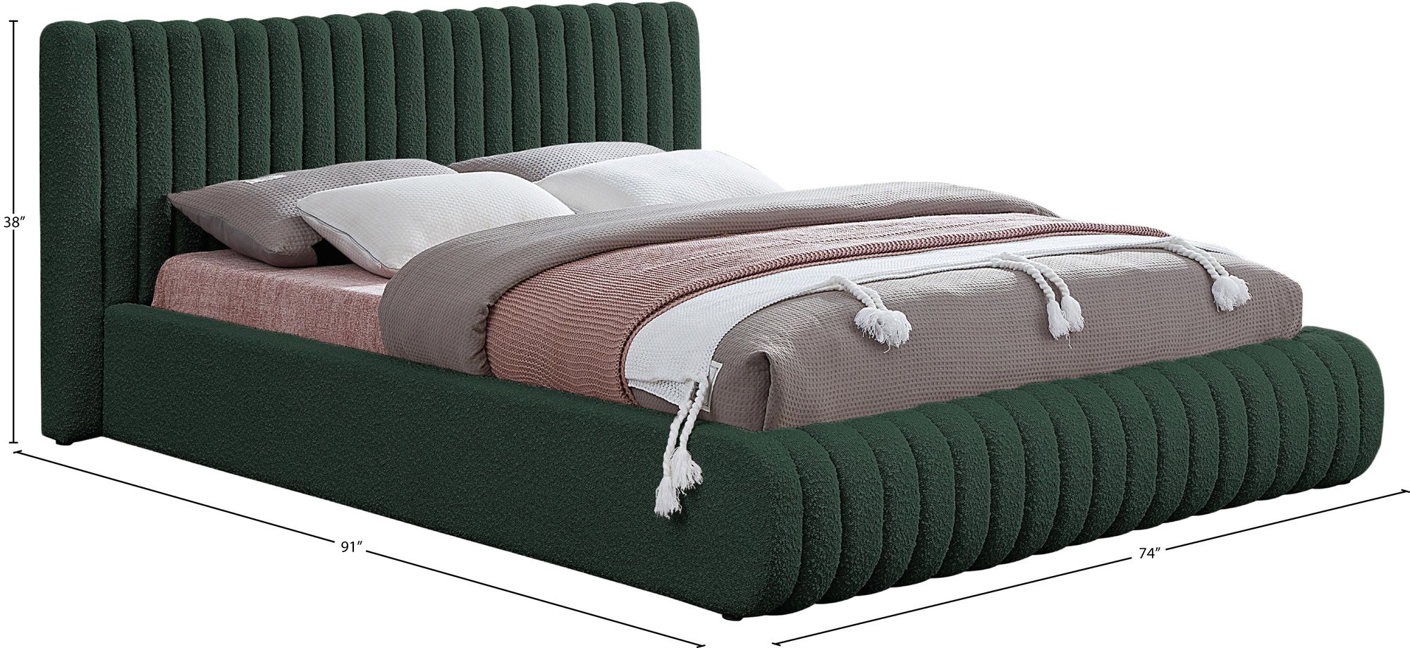 Nash Boucle Fabric Queen Size Bed