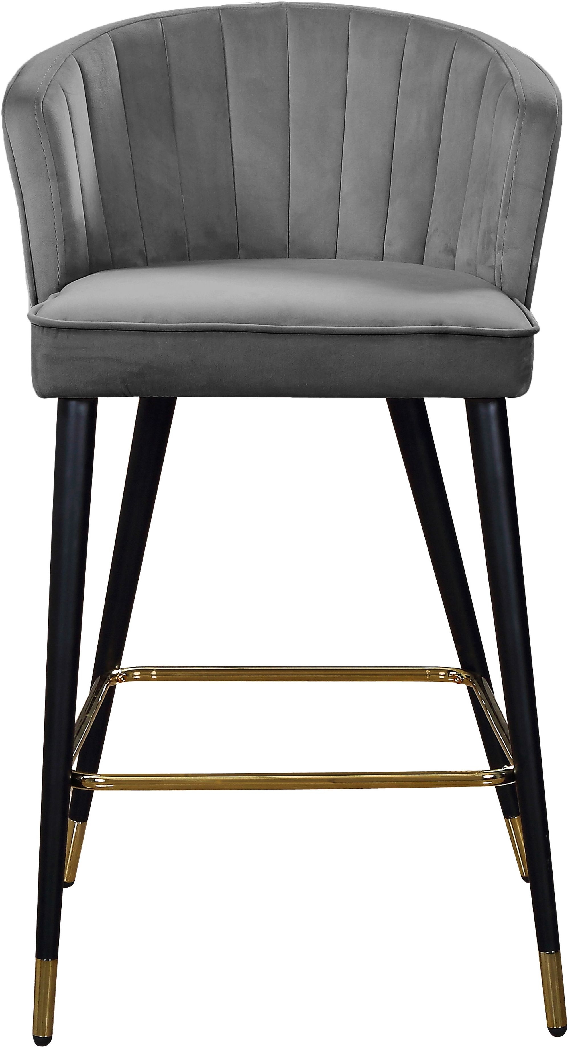 Cassie Velvet Counter Stool with Black Metal Legs & Gold Tips
