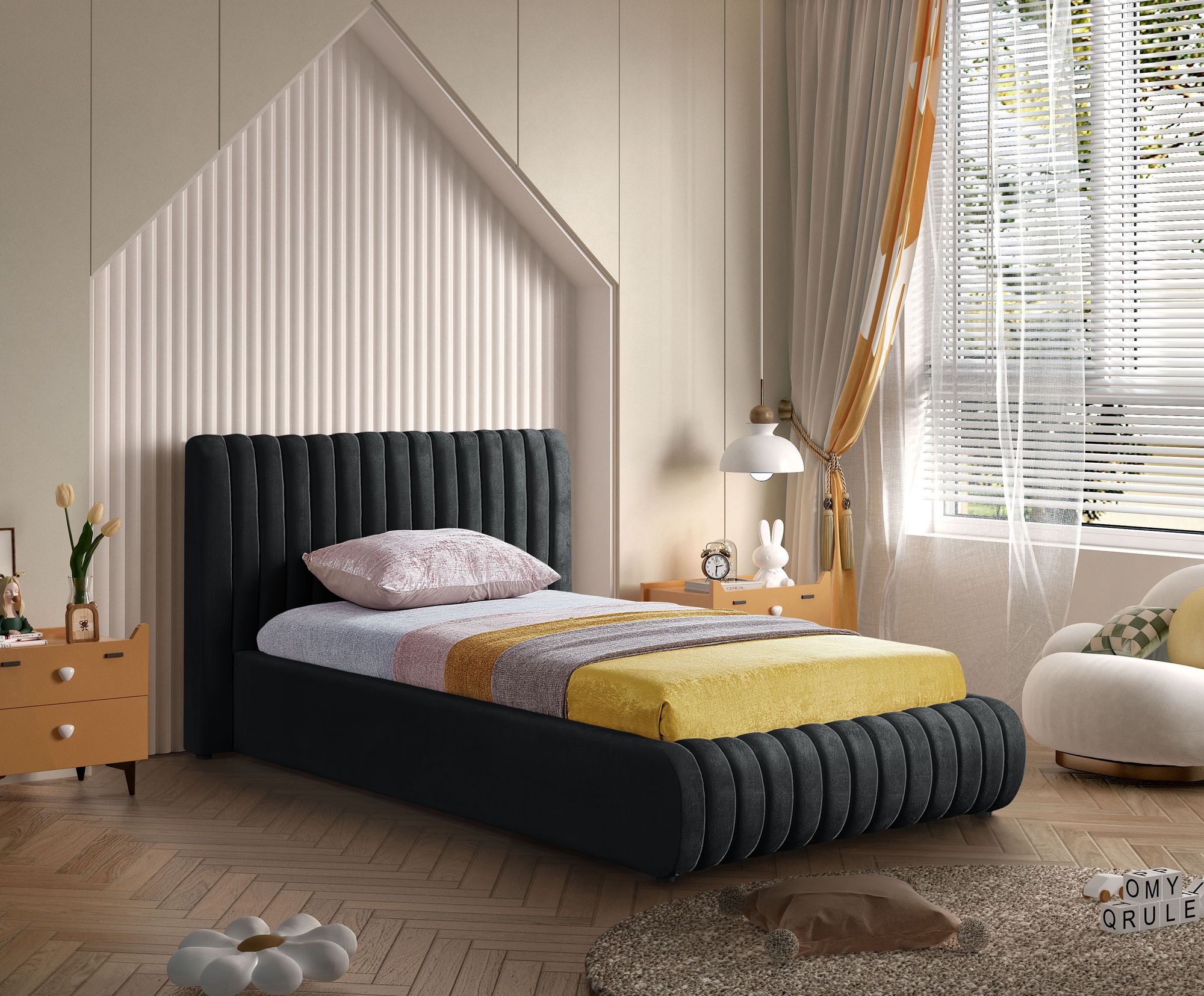 Nico Velvet Twin Size Bed