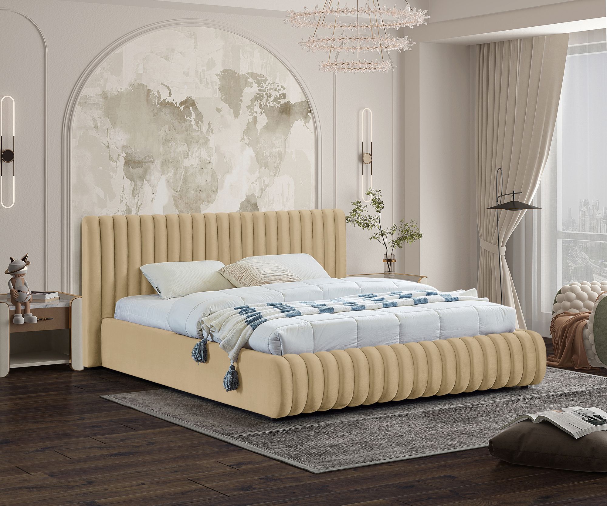 Nico Velvet Queen Size Bed