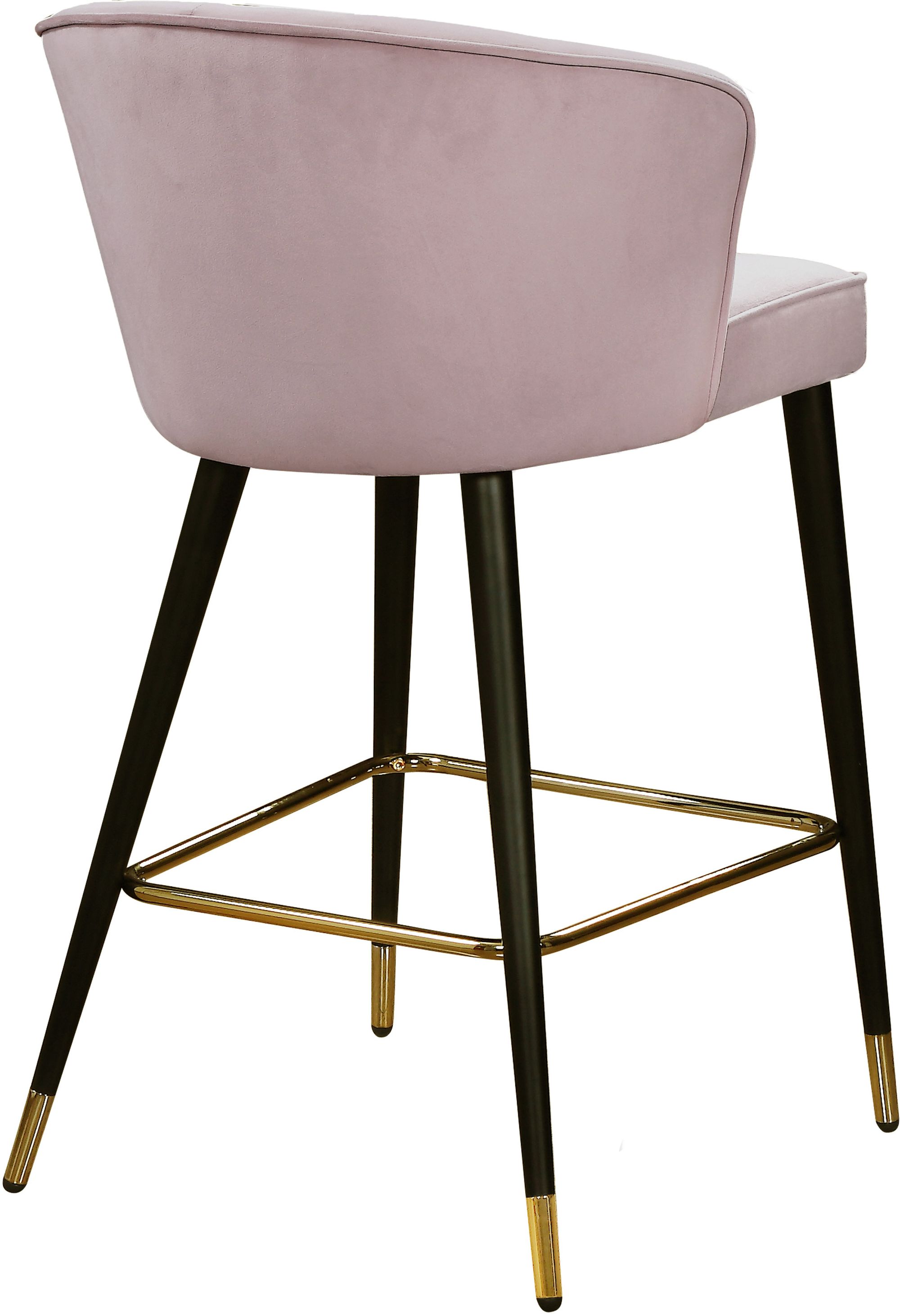 Cassie Velvet Counter Stool with Black Metal Legs & Gold Tips