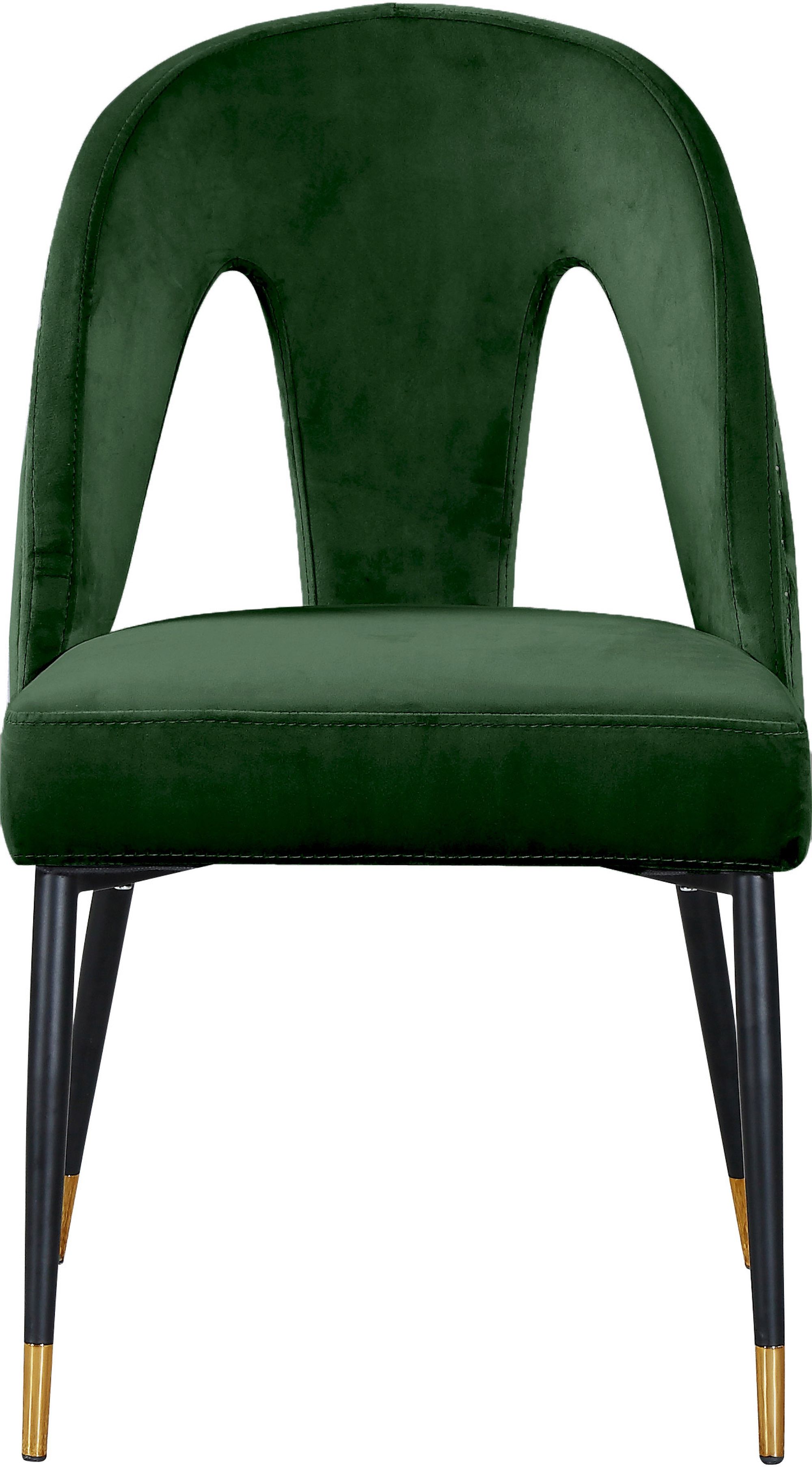 Akoya Velvet Dining Chair with Black Metal Legs & Gold Tips