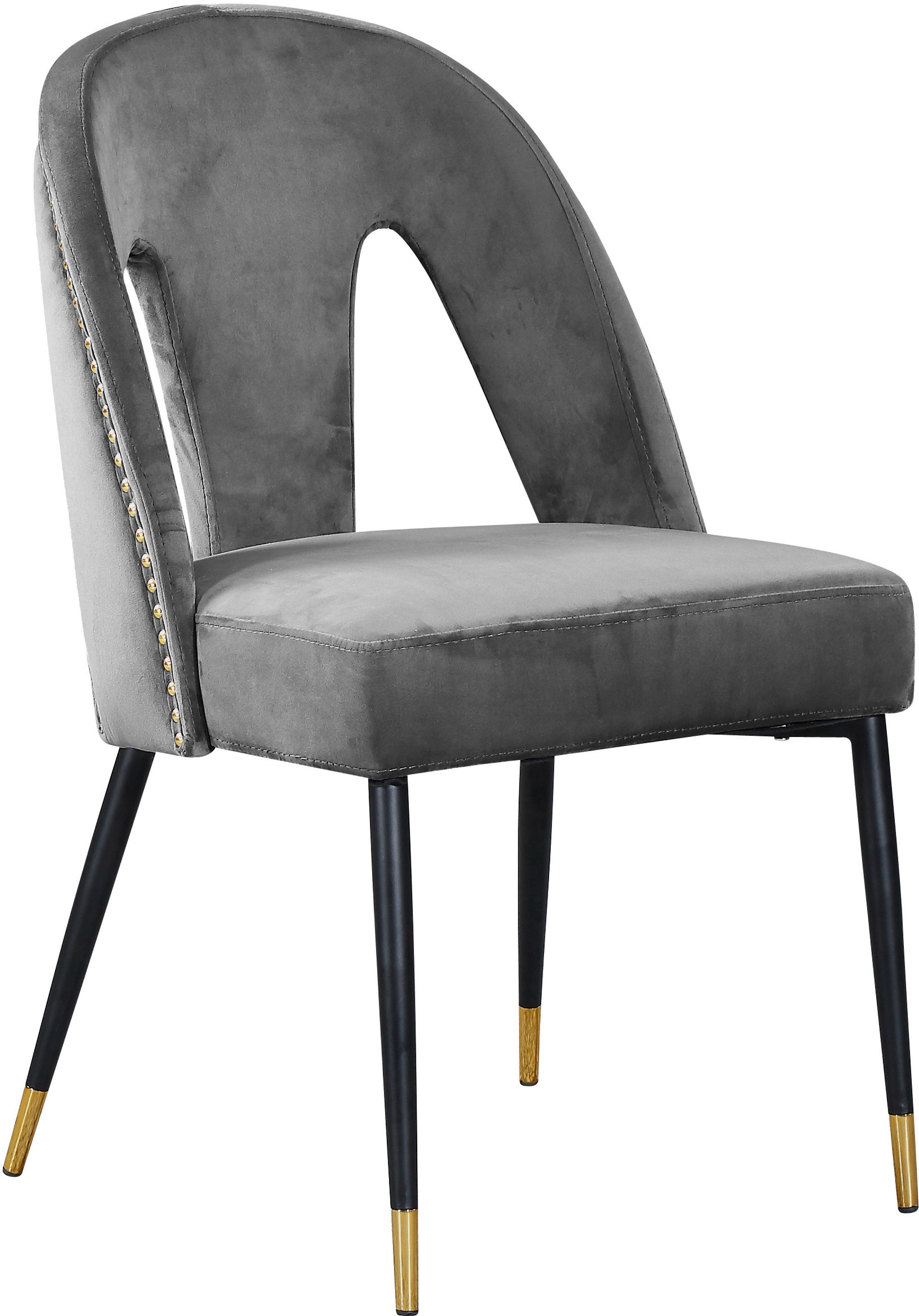 Akoya Velvet Dining Chair with Black Metal Legs & Gold Tips