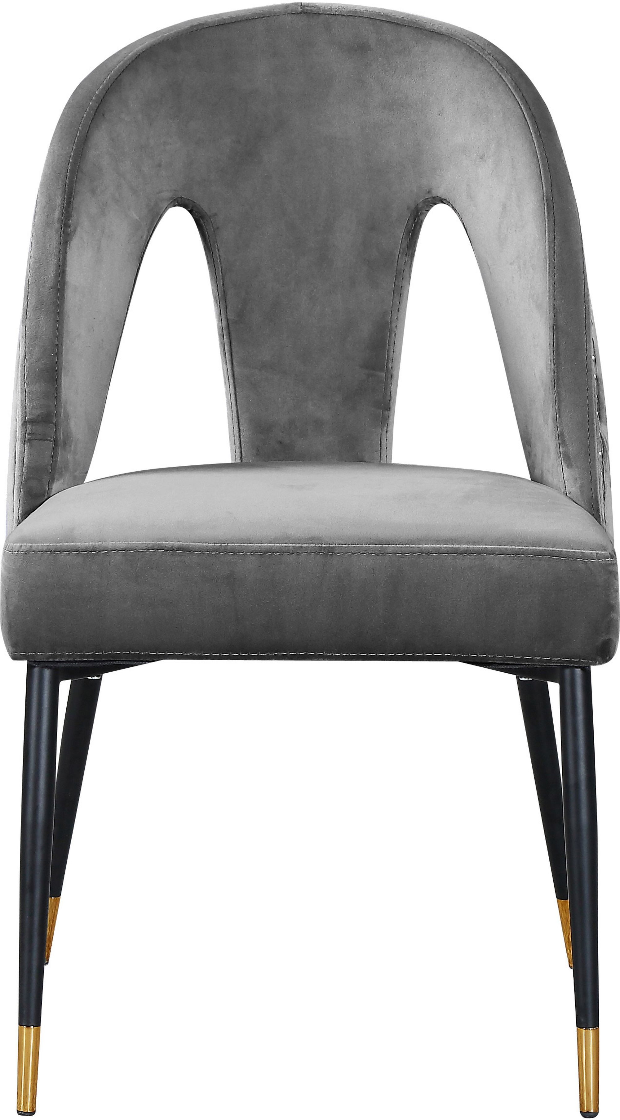 Akoya Velvet Dining Chair with Black Metal Legs & Gold Tips