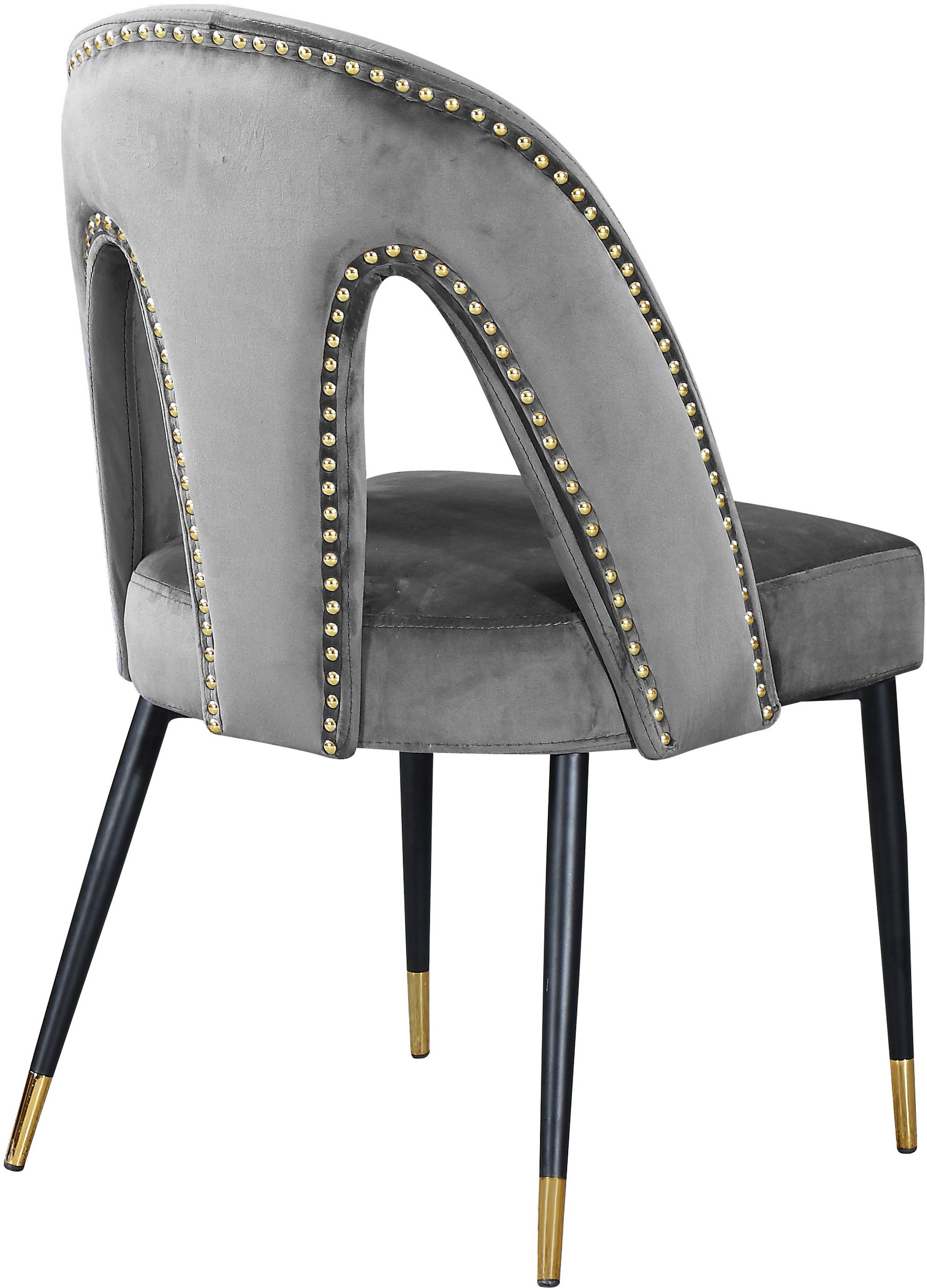 Akoya Velvet Dining Chair with Black Metal Legs & Gold Tips